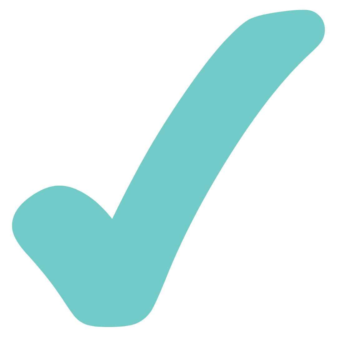 A large blue check mark symbol.