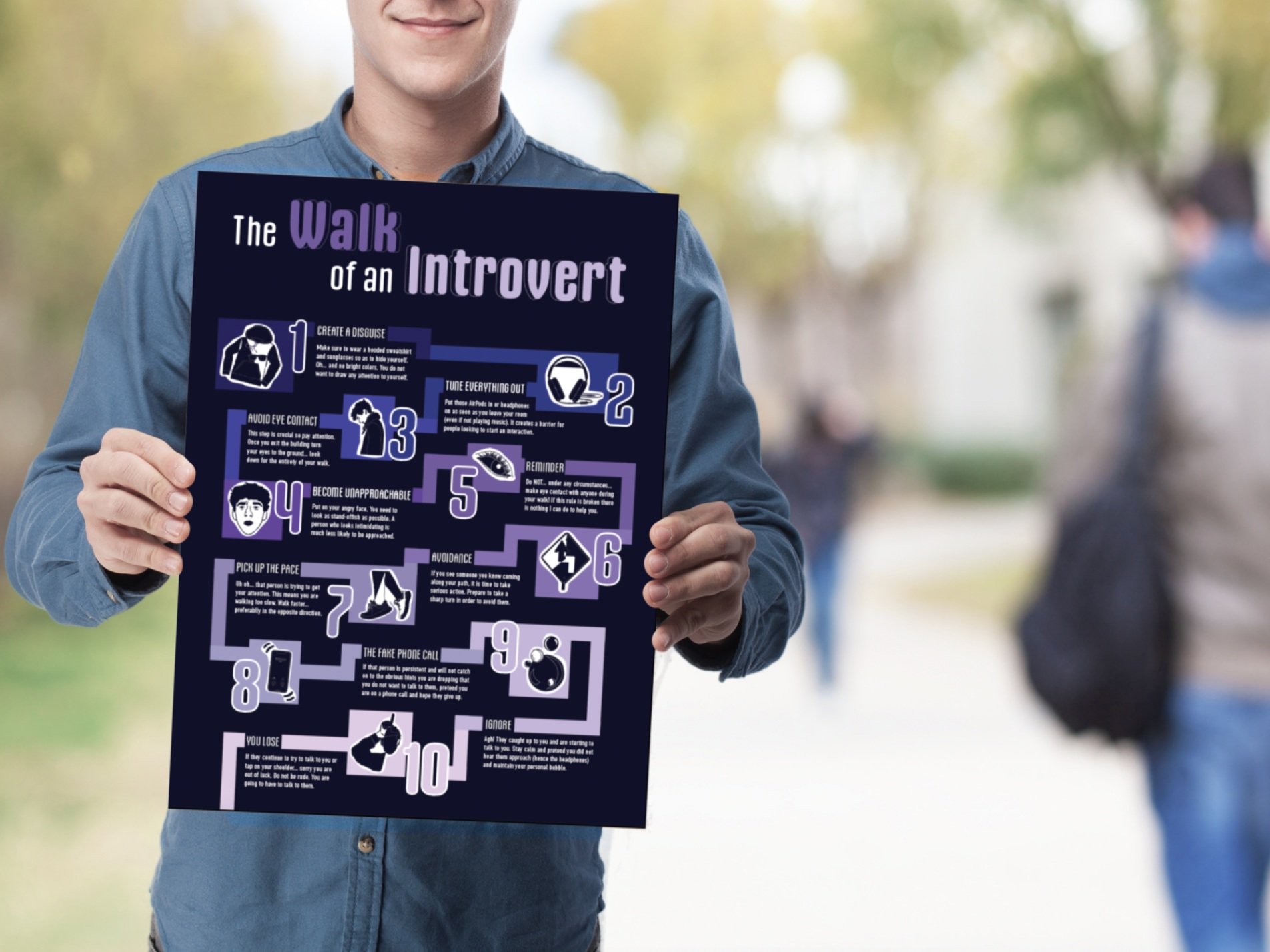 The Walk of an Introvert Infographic Poster