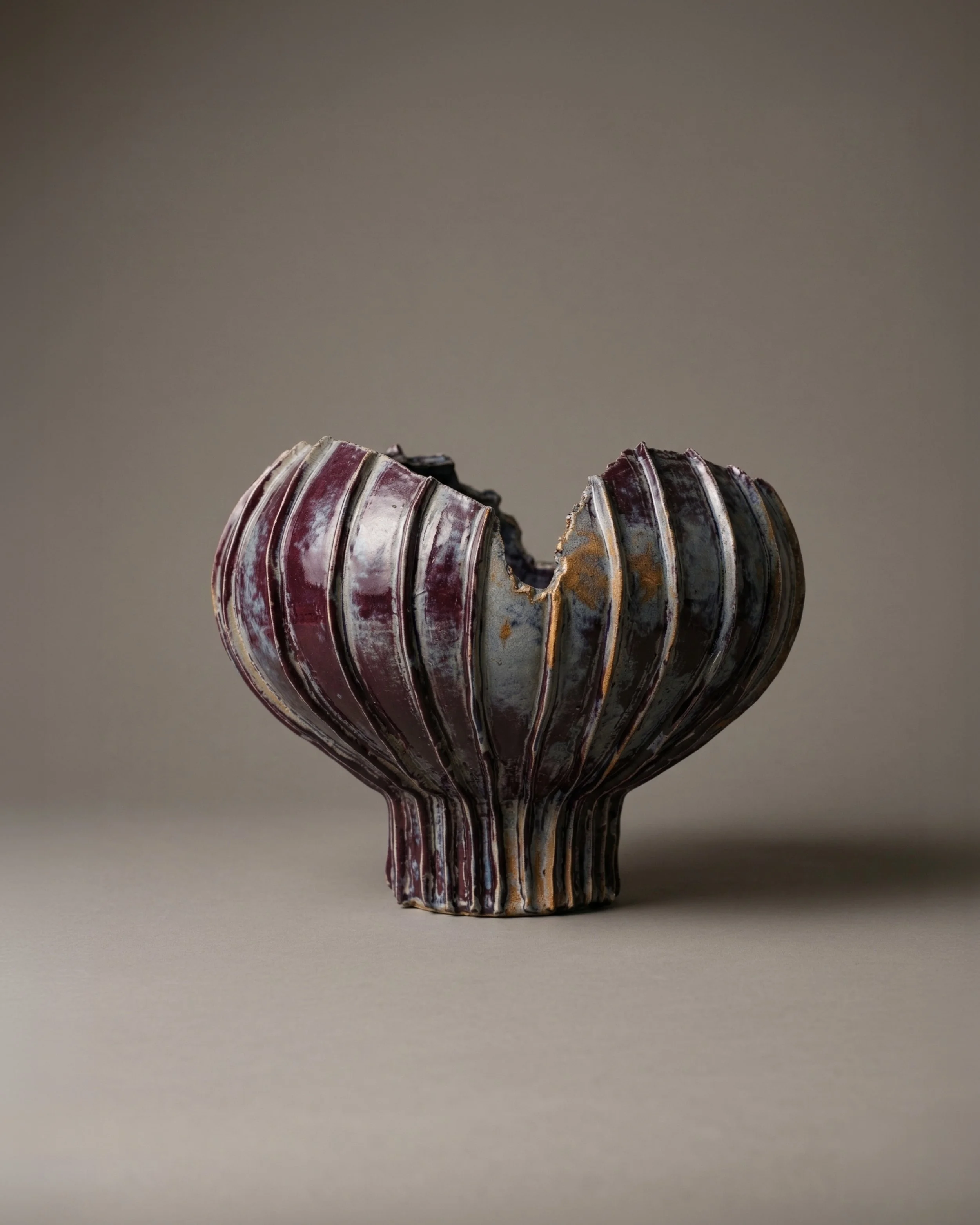 Ceramic japanese vase, moon jar, ceramic decor