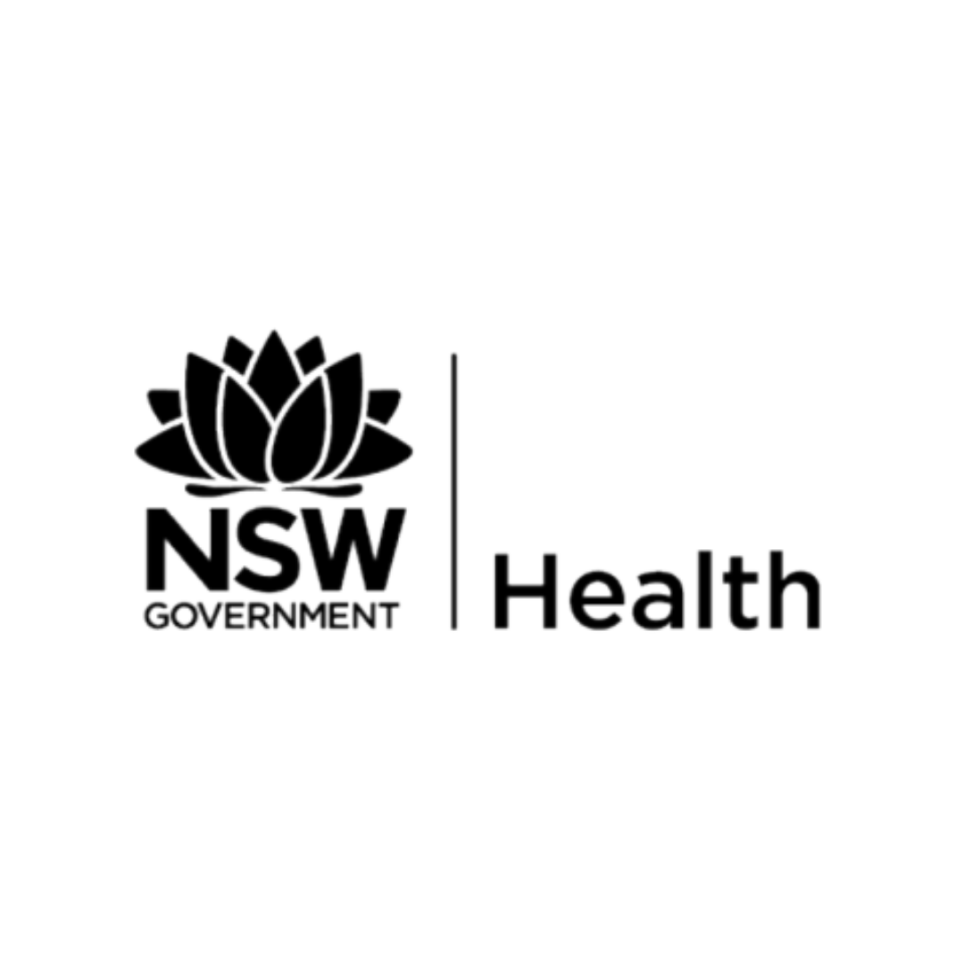 Logo of the New South Wales Government Health with a lotus flower symbol.