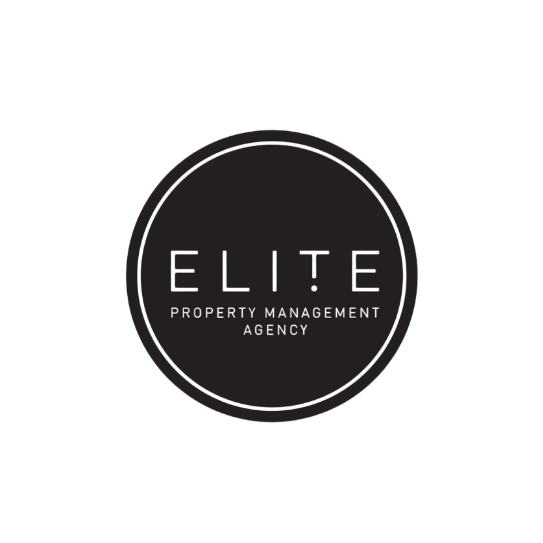 Black circular logo with the text "ELITE PROPERTY MANAGEMENT AGENCY" in the center.