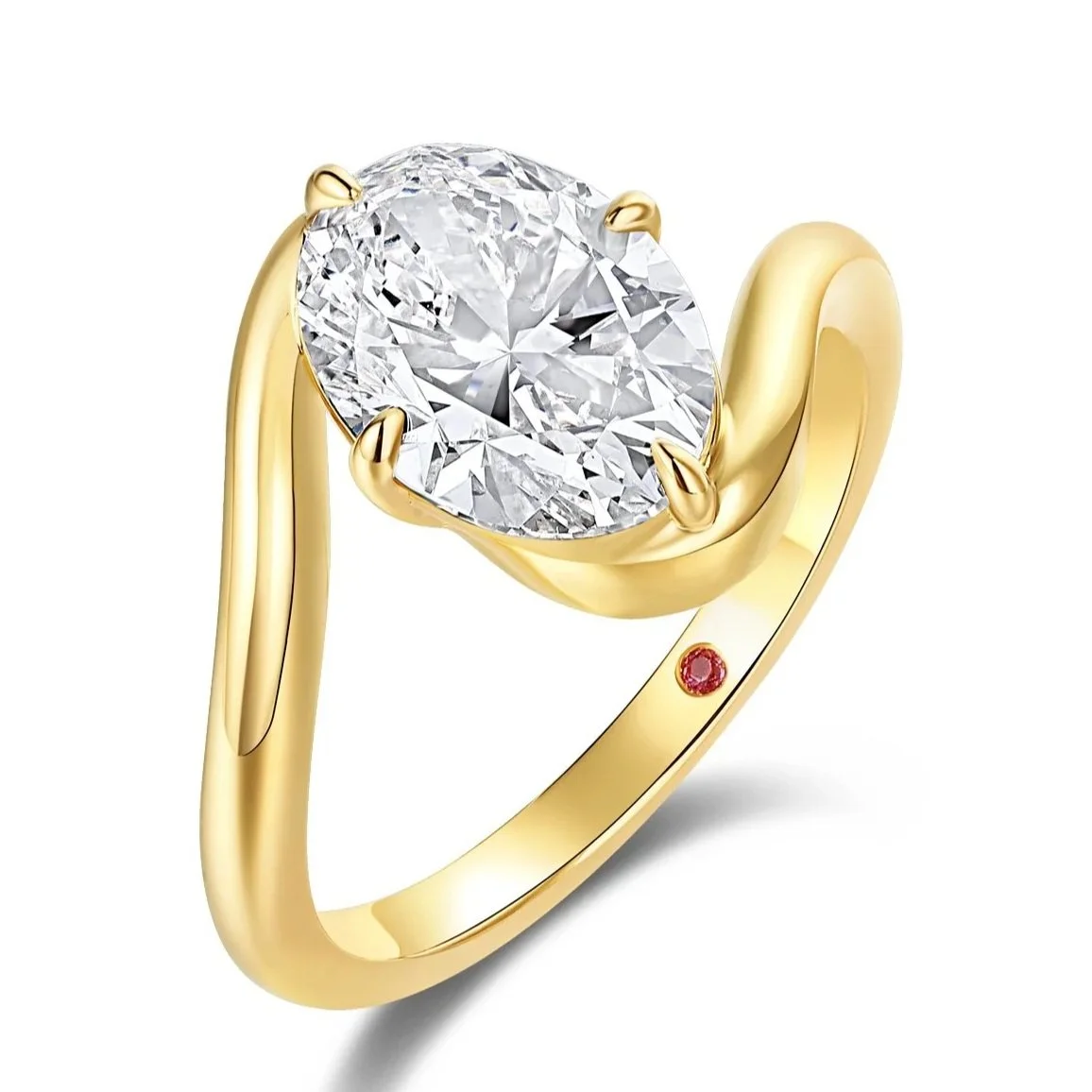 Bypass Setting Oval Diamond Ring