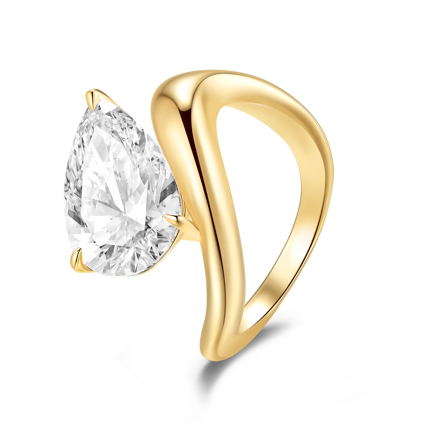 Curved Band with Pear Diamond