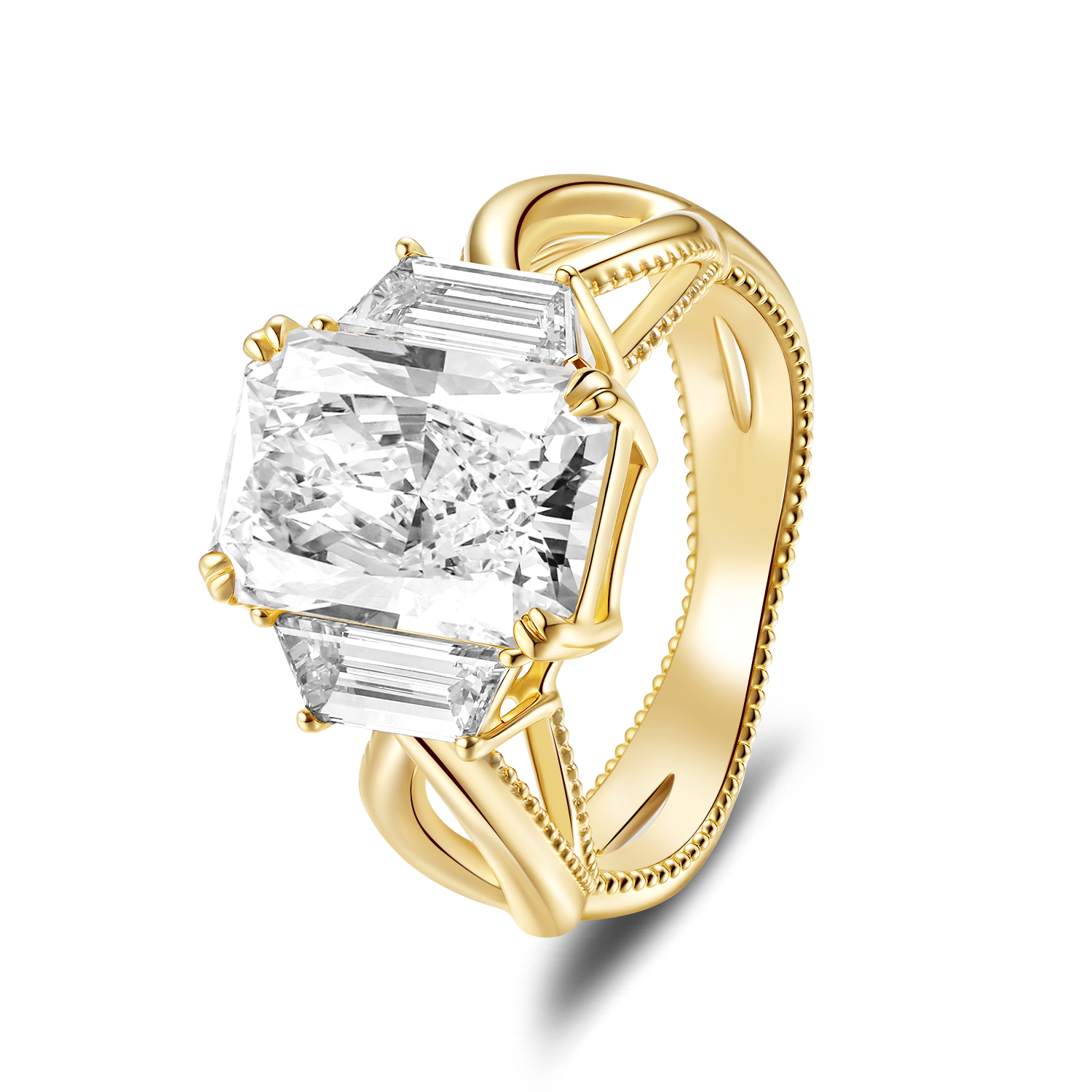 Trinity Ring with 4CT Radiant Cut Diamond