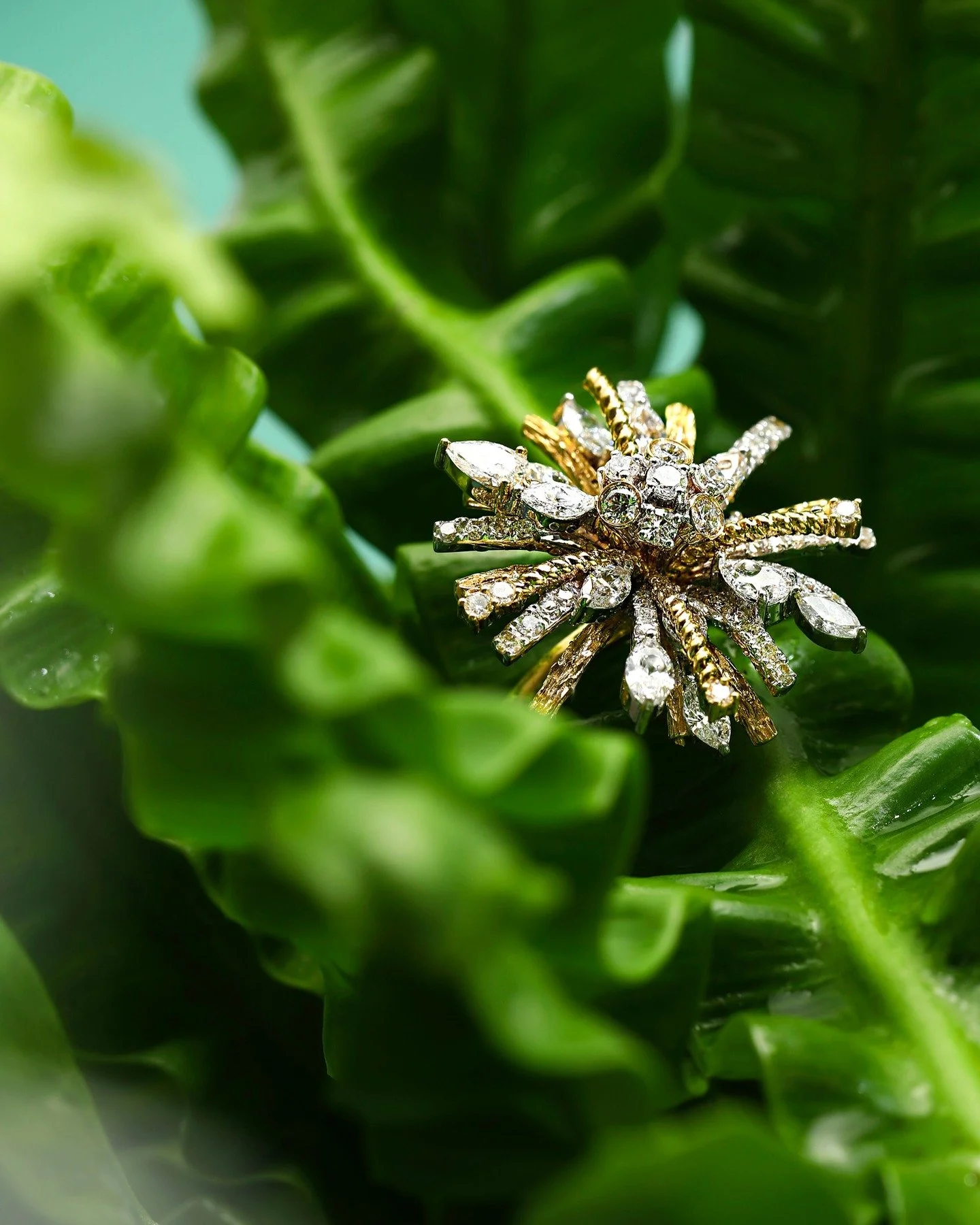 A burst of gold and diamonds in motion&mdash;textured metal, twisted forms, and marquise brilliance radiating outward in a three-dimensional explosion of light.

#jewelrydesigner #losangeles #finejewelry #customjewelry #entrepreneur #engagementring #