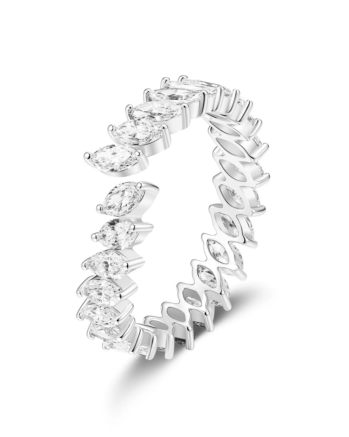 Custom Wedding Band - a marquise diamond eternity band that pairs beautifully with her engagement ring

#jewelrydesigner #customjewelry #finejewelry #danielyujewelry #engagementrings