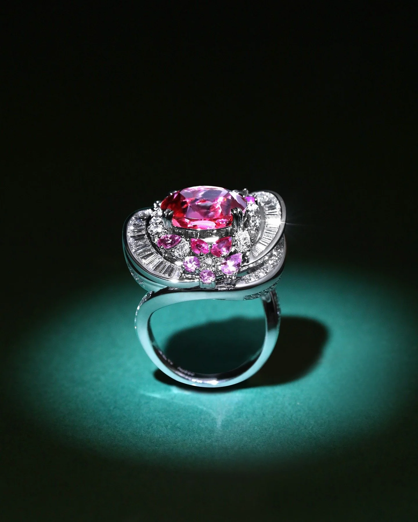 Pink Swirl Ring - featuring a 7.32CT Pink Tourmaline set with pink sapphire, spinel and diamonds on platinum

#jewelrydesigner #highjewelry #finejewelry #customjewelry #danielyujewelry