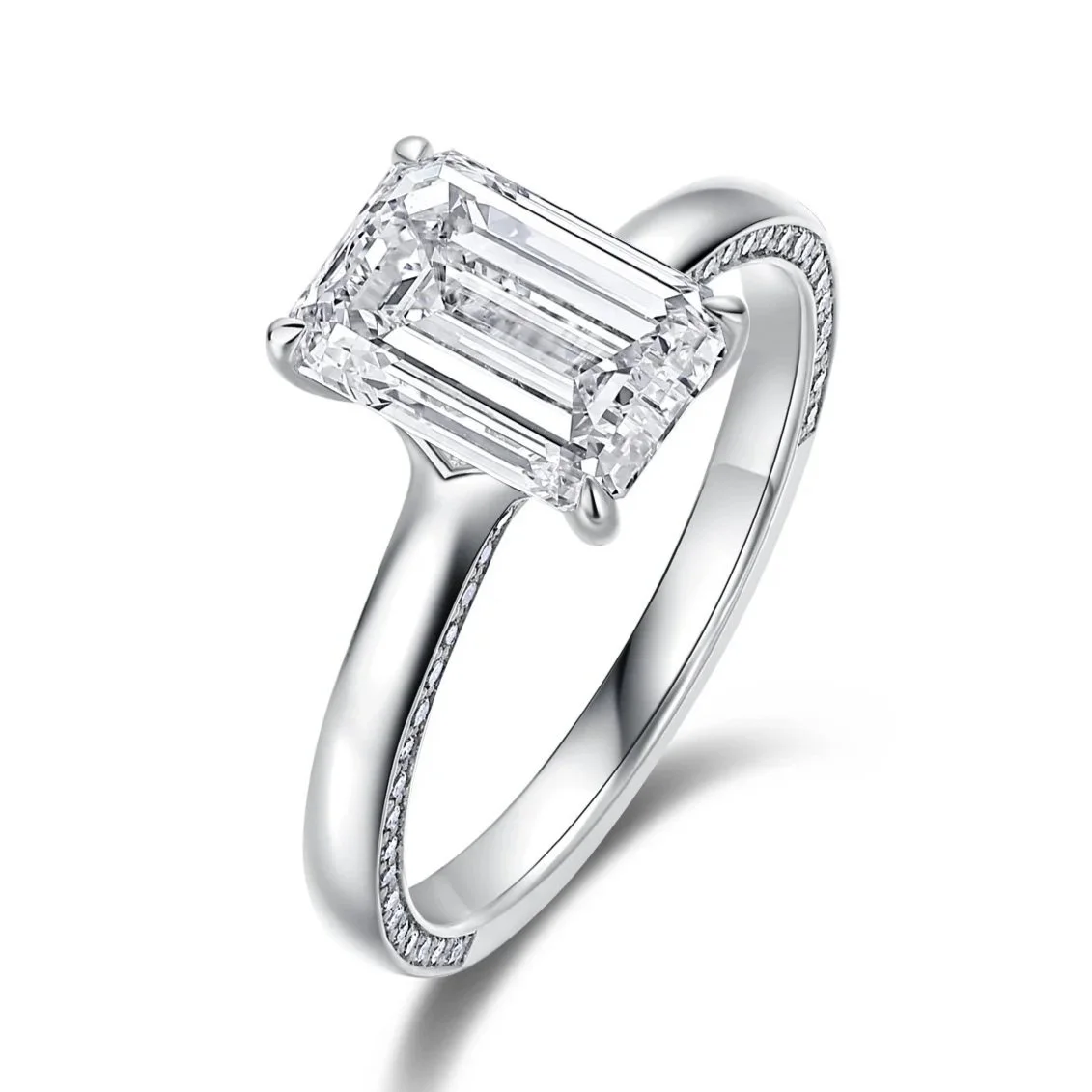 Stream Design with Natural Emerald Cut Diamond