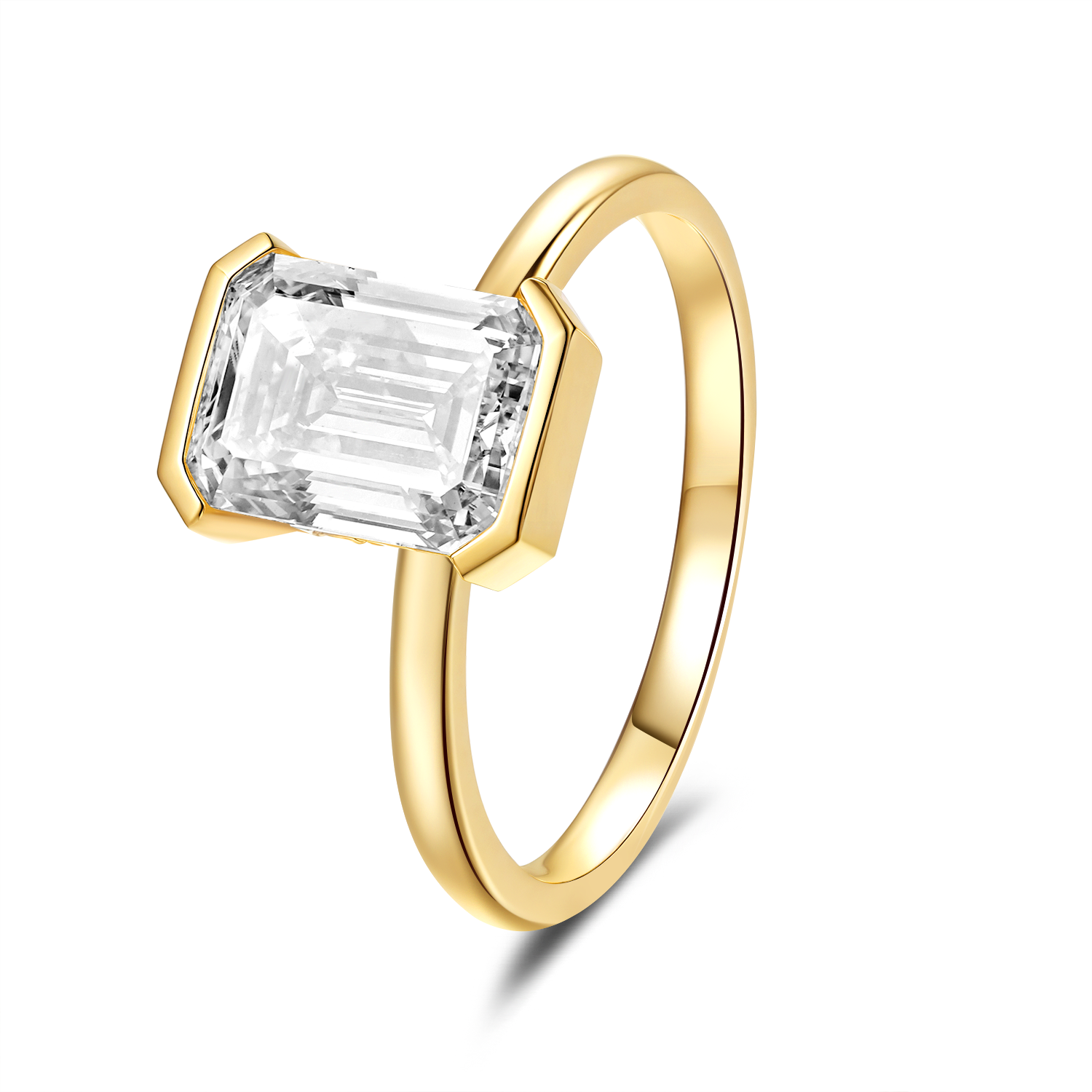 Half Bezel Setting with Emerald Cut Diamond