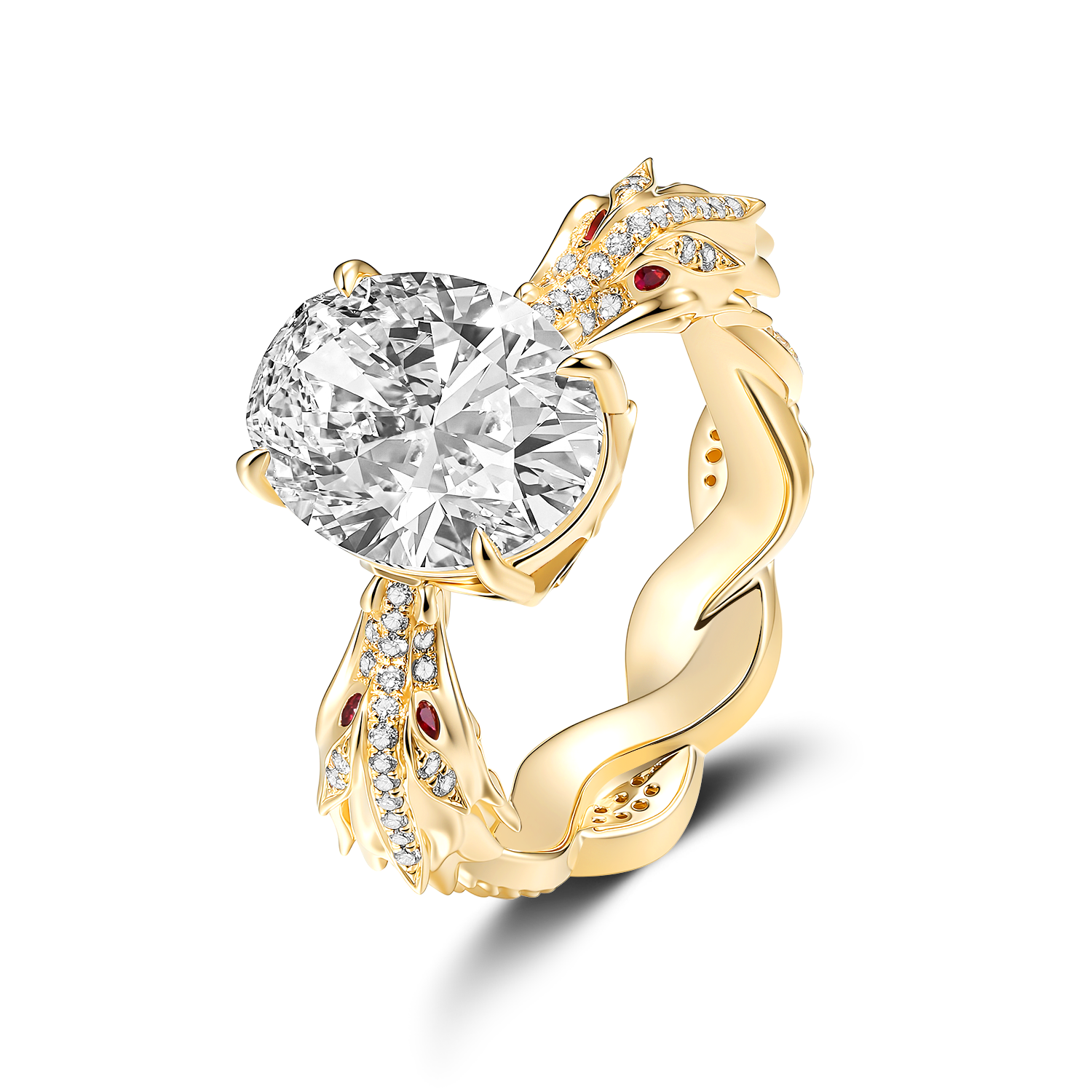 Twin Dragons with 4CT Oval Diamond