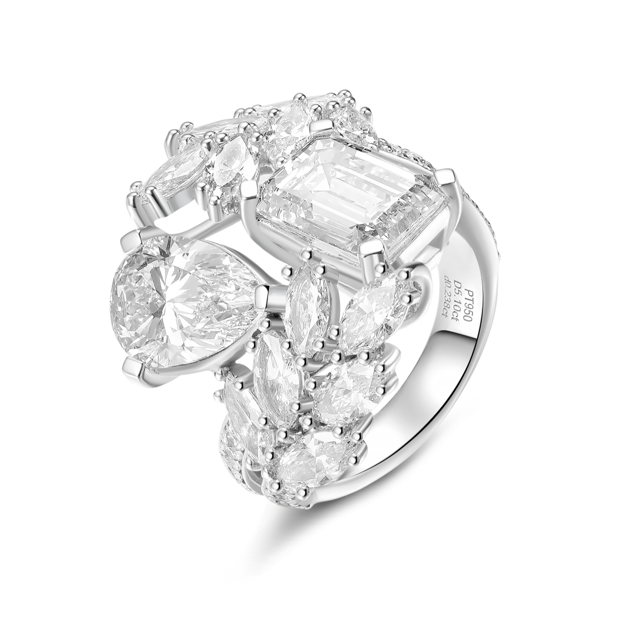 Toi et Moi with 3CT Emerald and 2CT Pear Diamond