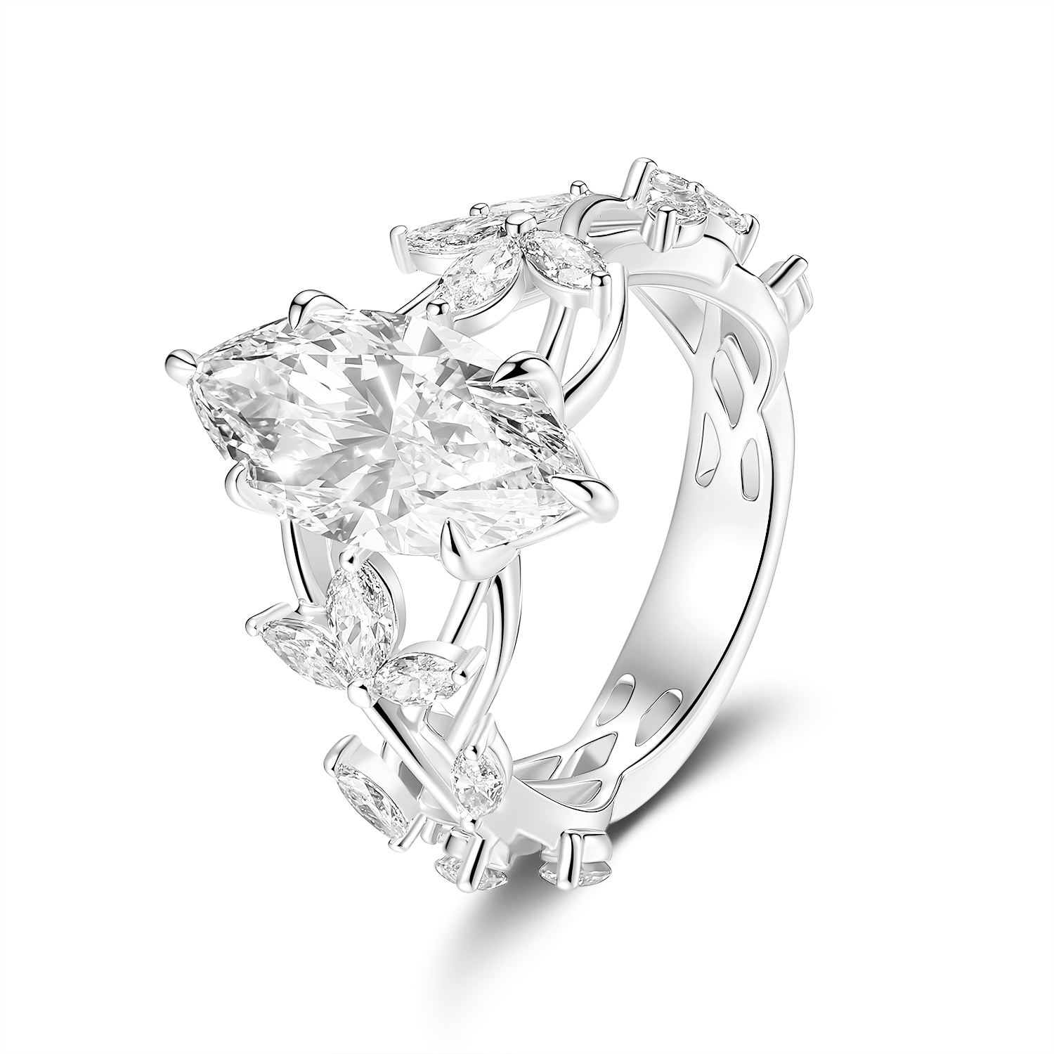 Crown of Vines with a 3CT Marquise Diamond