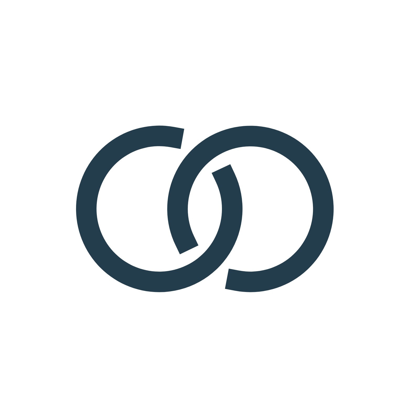 Overlapping dark blue circles with the copyright symbol in the center.