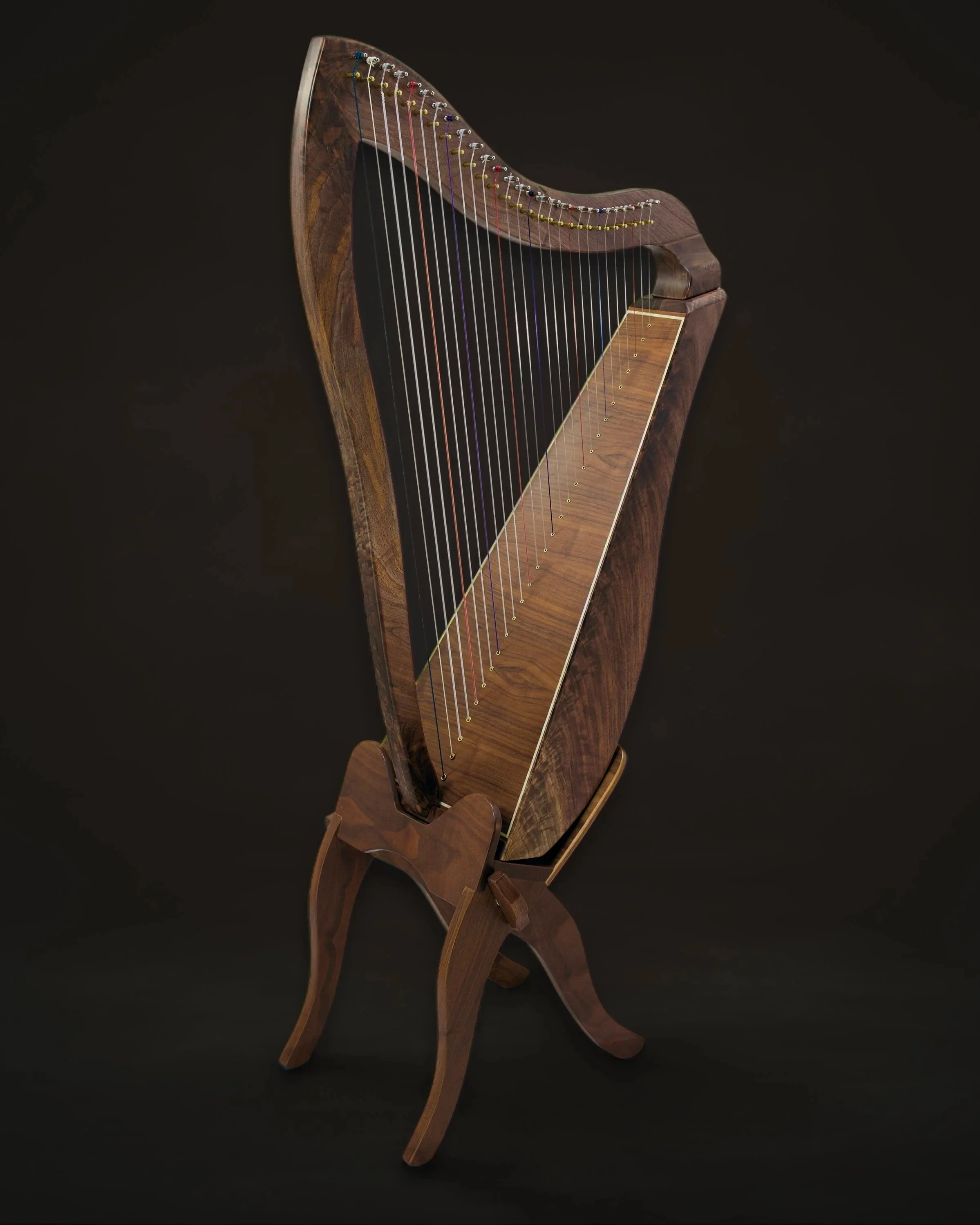 28-Bass LAP Harp | Figured Walnut | Semi-Gloss | Abolony Inlay