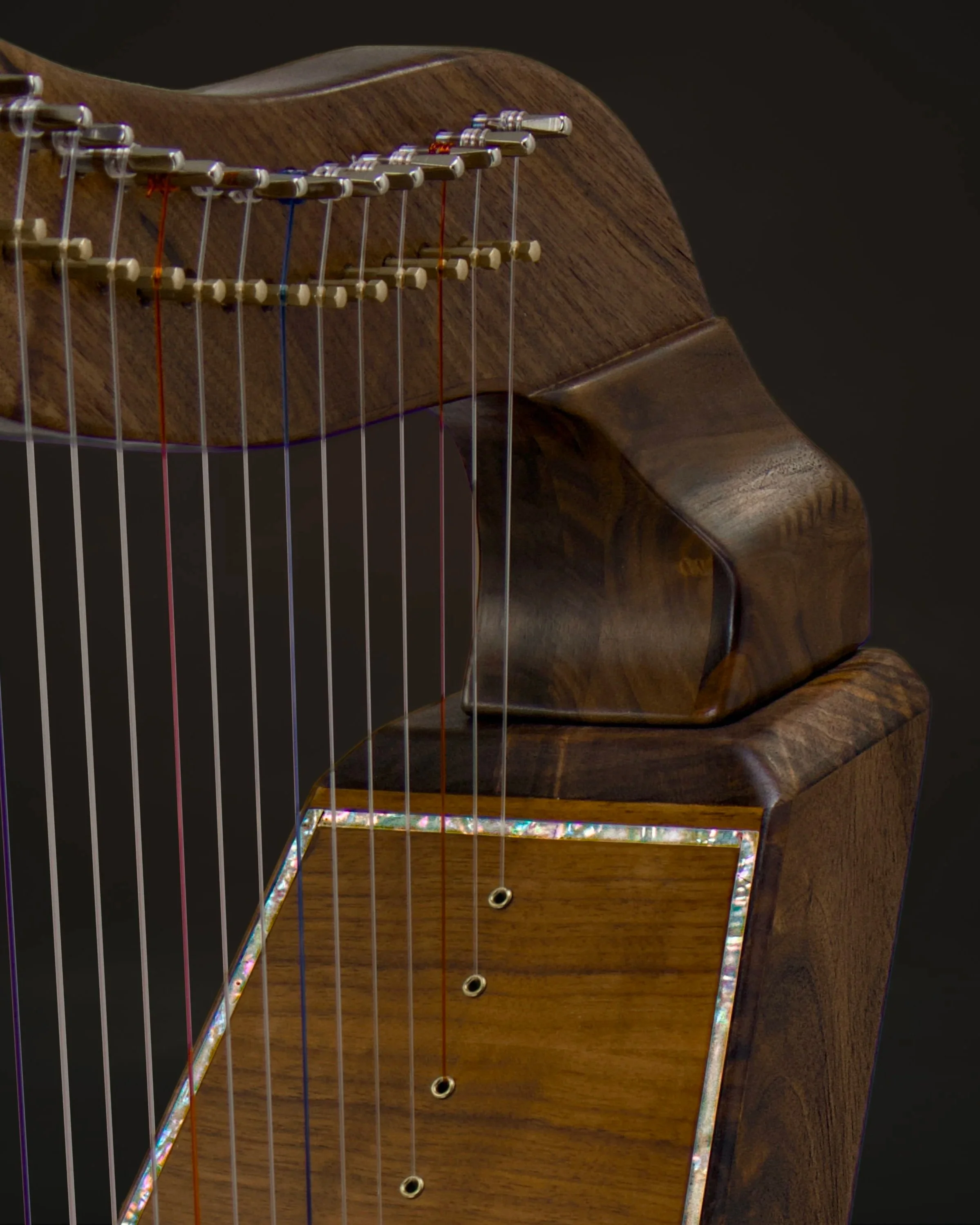 28-Bass LAP Harp | Figured Walnut | Semi-Gloss | Abolony Inlay