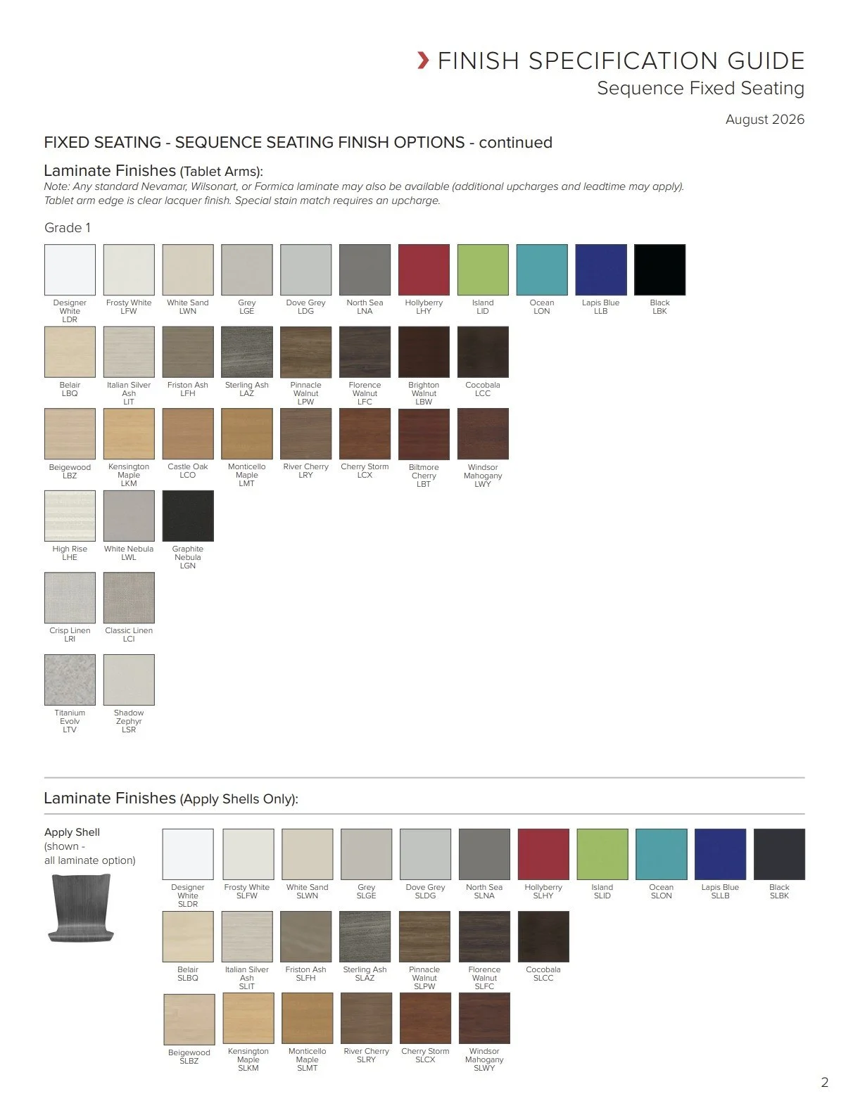 KI Sequence Fixed Seating Brochure & Specification Guide