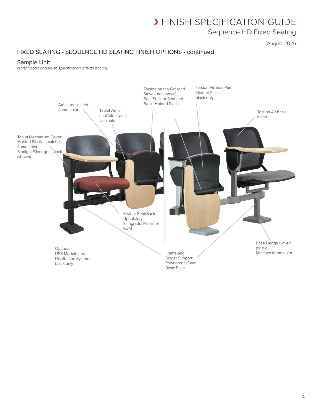 KI Sequence HD Fixed Seating Brochure & Specification Guide
