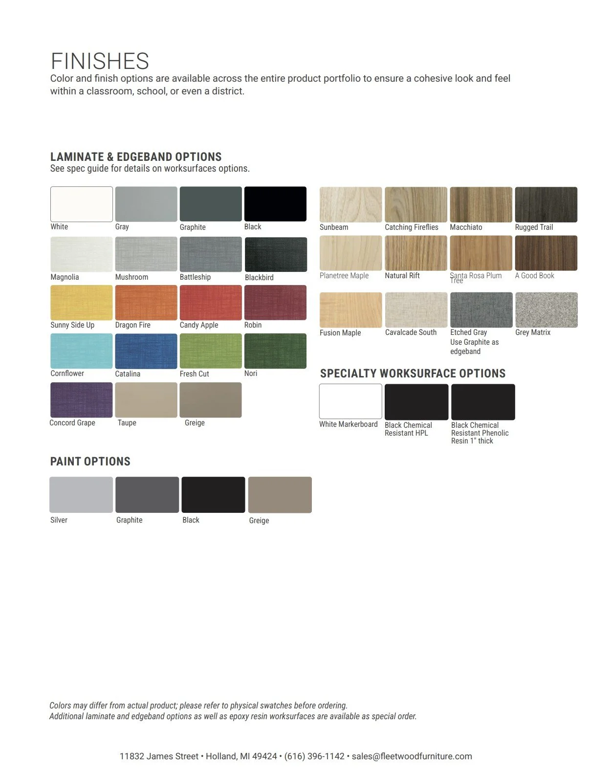 Fleetwood Wood Leg Table Brochure
