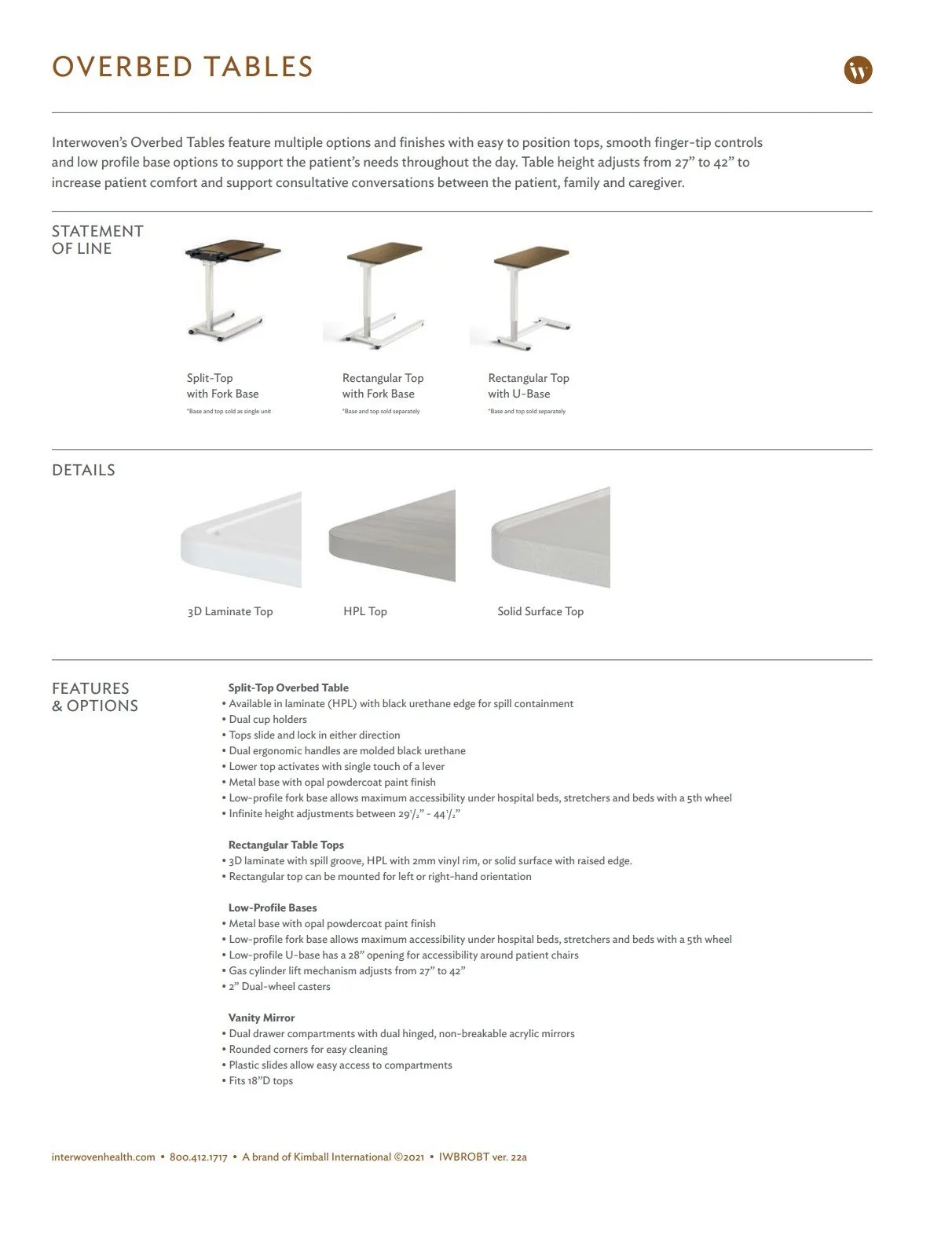 Interwoven Overbed Table Brochure