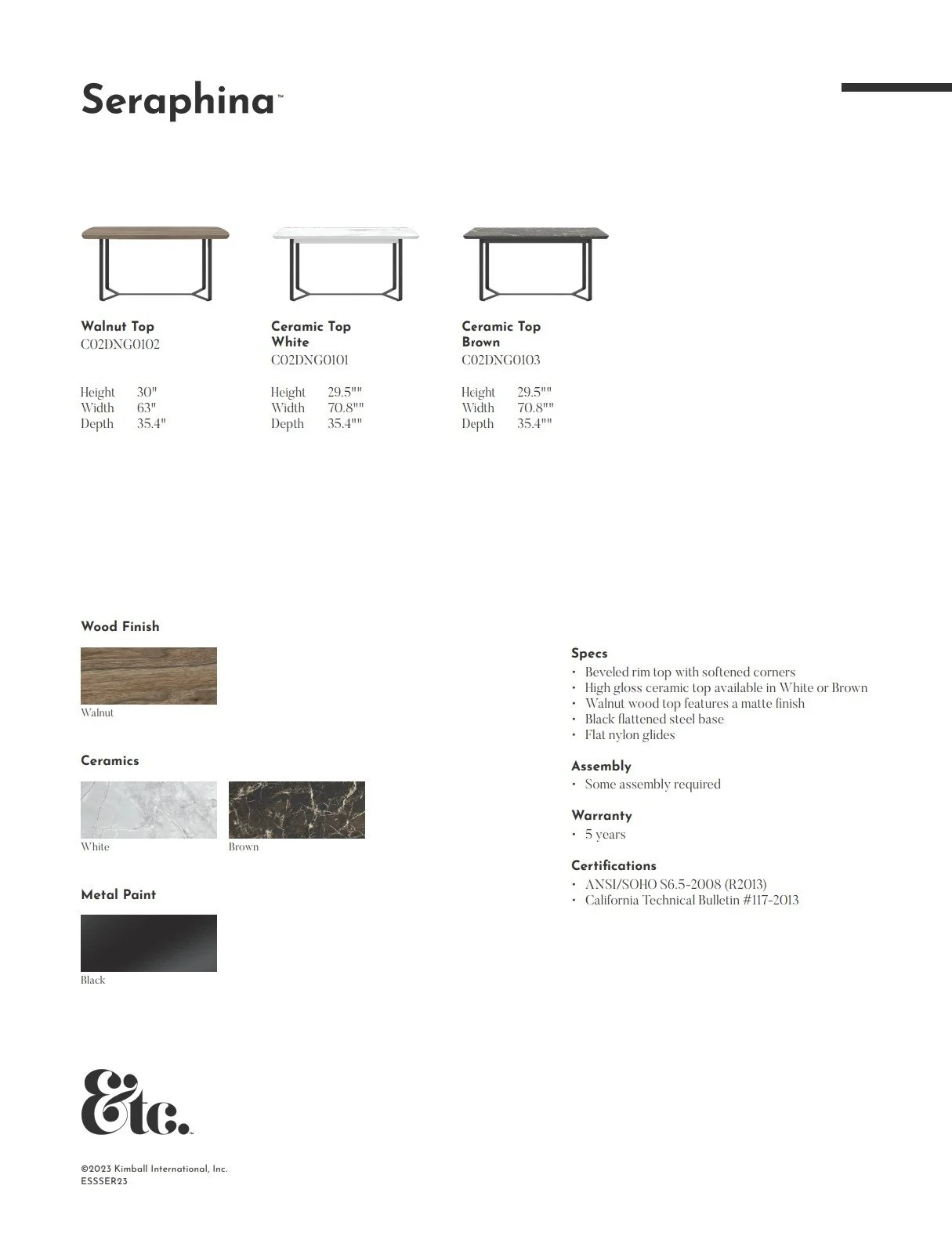 Etc. Seraphina Brochure