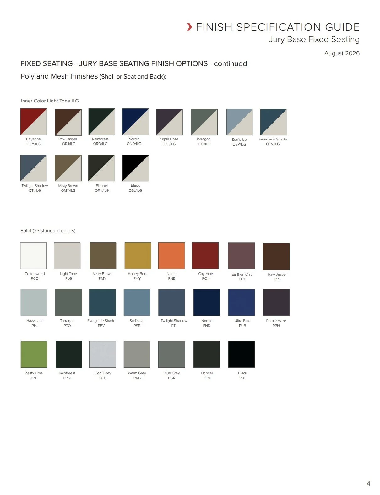 KI Jury Base Fixed Seating Brochure & Specification Guide