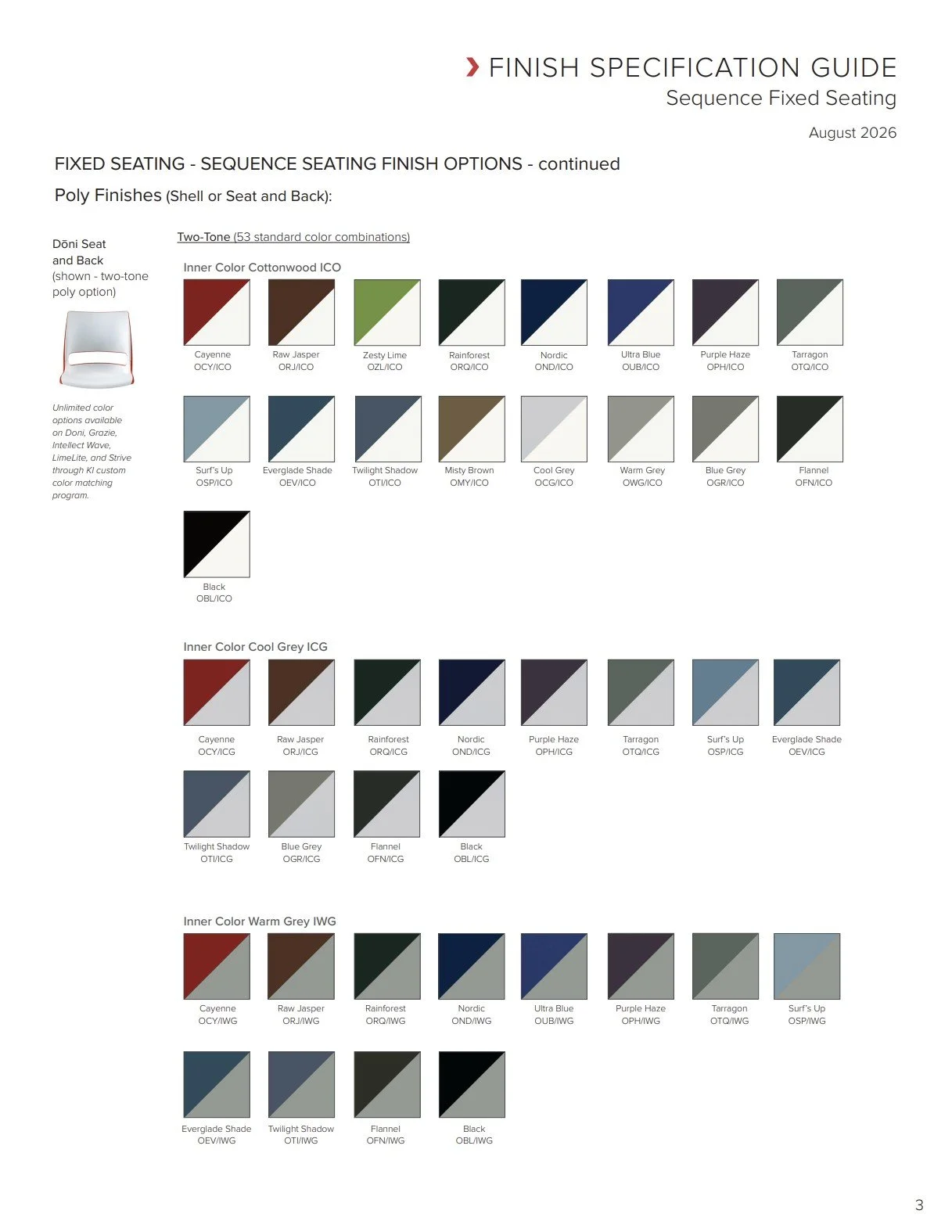 KI Sequence Fixed Seating Brochure & Specification Guide