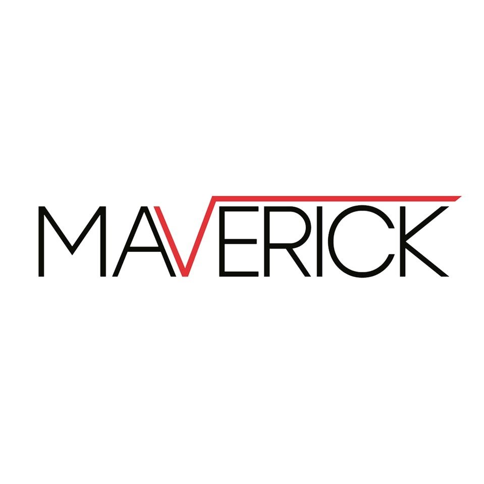 Maverick logo with the word 'MAVERICK' in black and a red line crossing through the middle of the text.