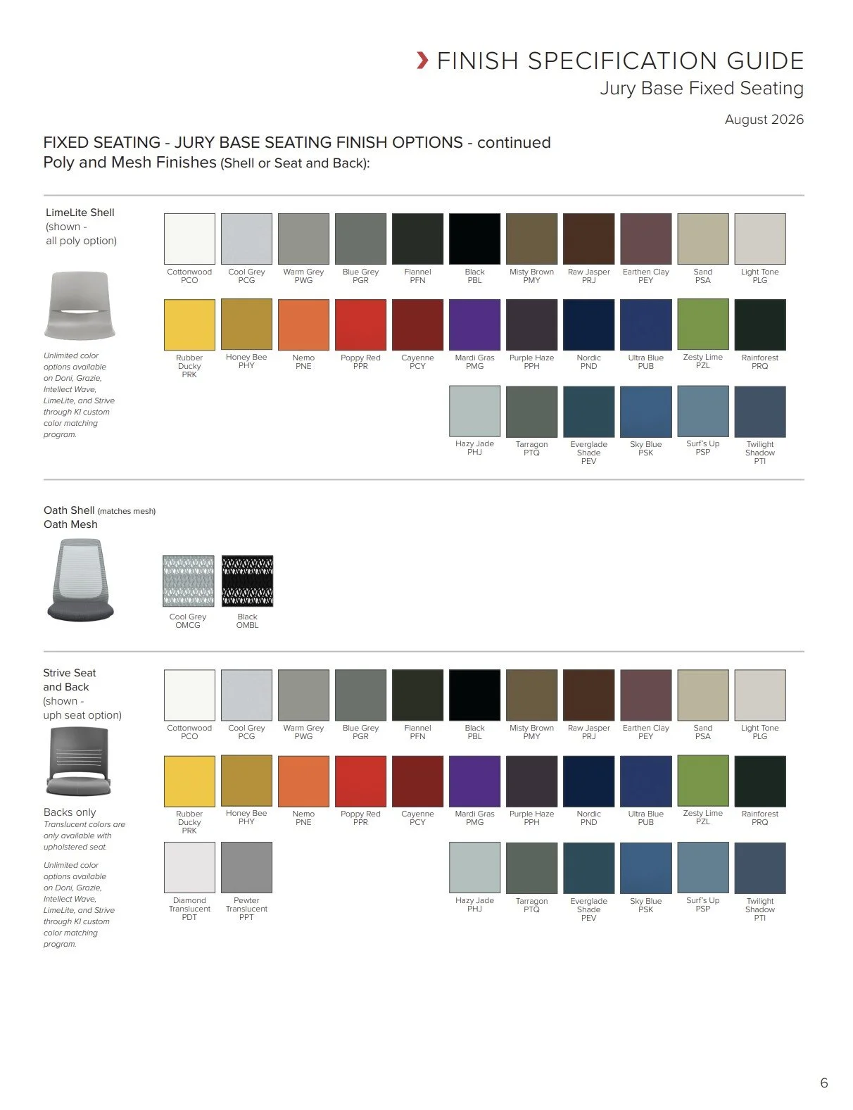 KI Jury Base Fixed Seating Brochure & Specification Guide