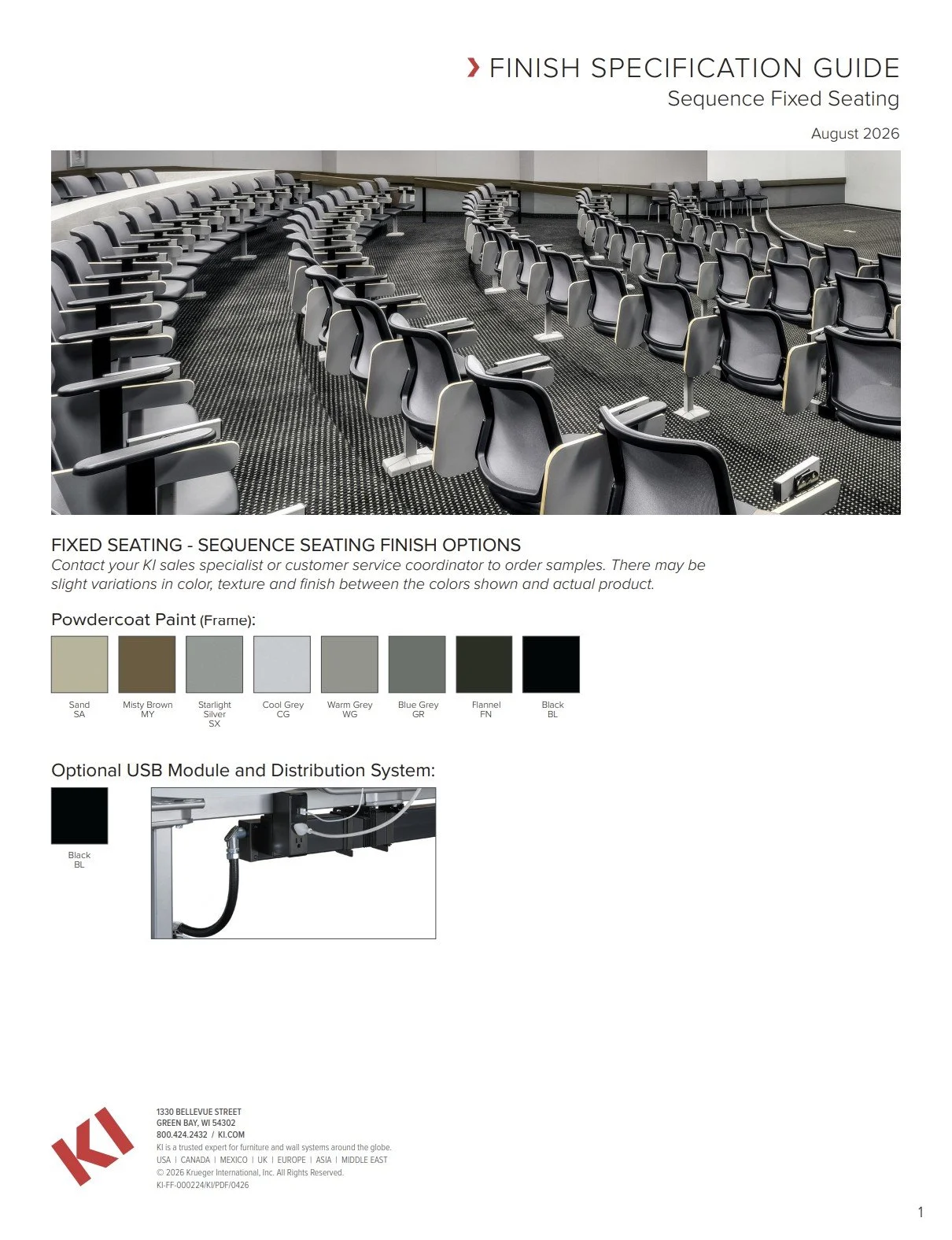 KI Sequence Fixed Seating Brochure & Specification Guide