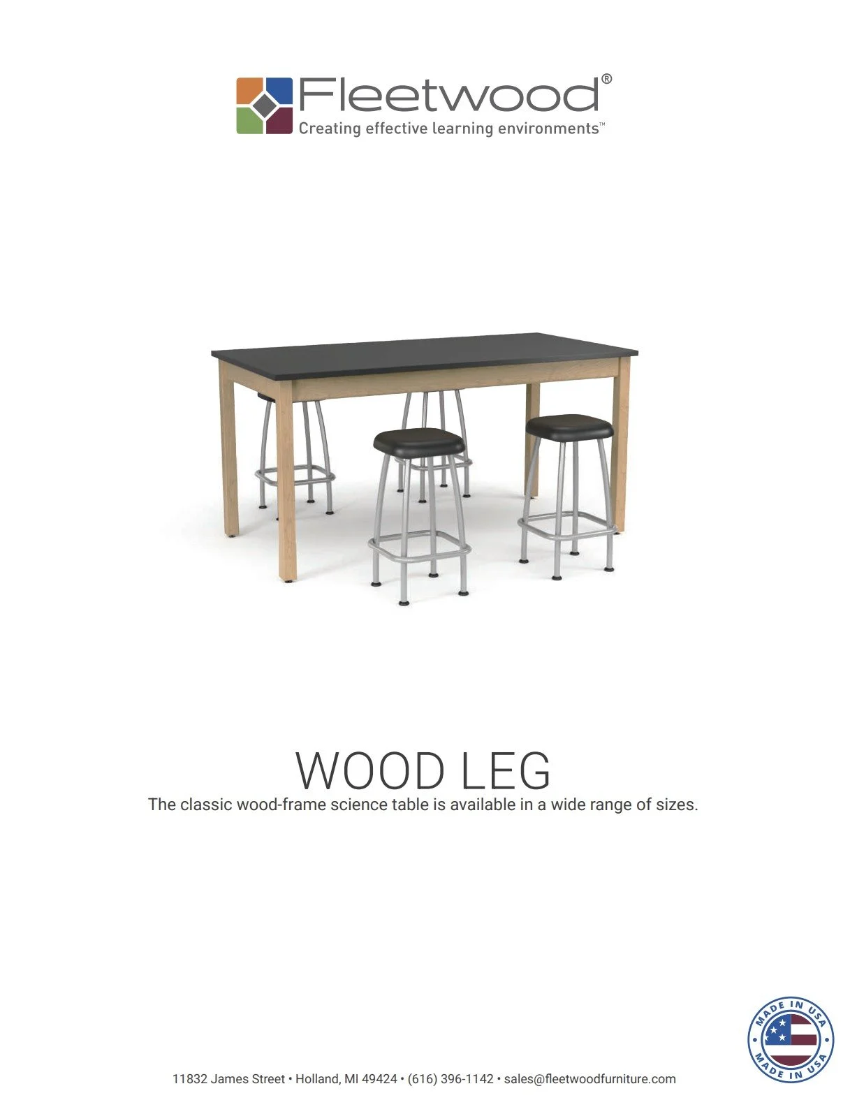 Fleetwood Wood Leg Table Brochure