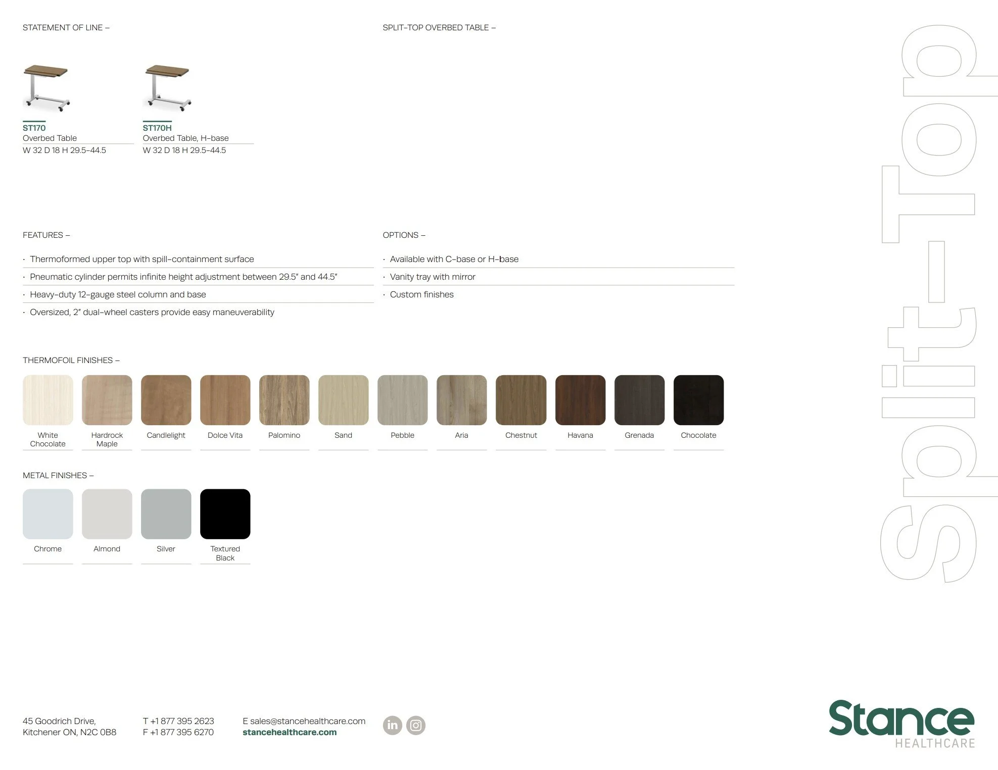 Stance Split-Top Table Brochure