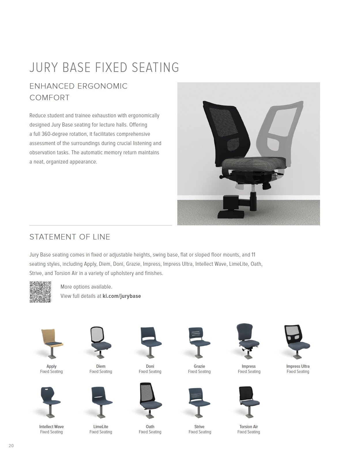 KI Jury Base Fixed Seating Brochure & Specification Guide