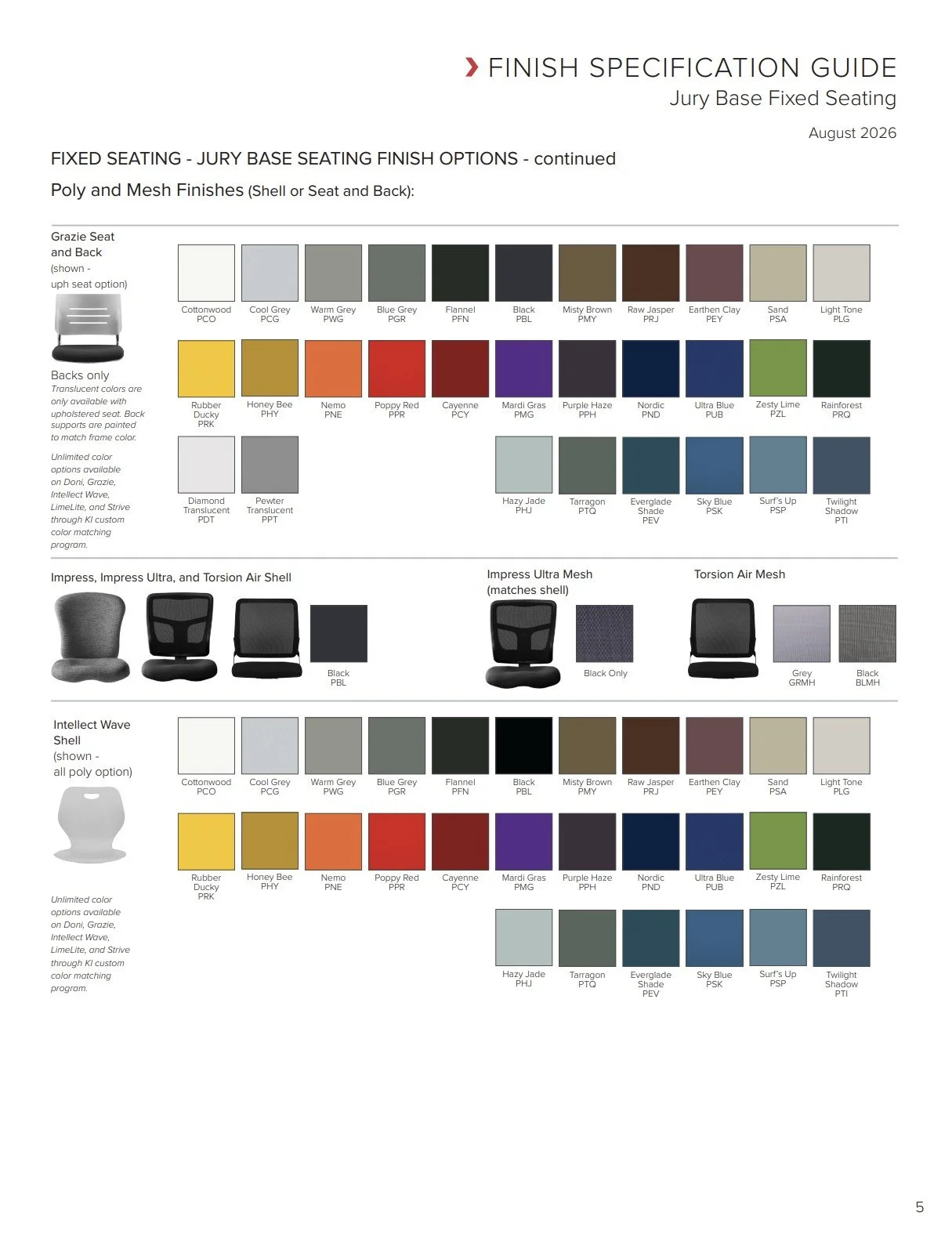 KI Jury Base Fixed Seating Brochure & Specification Guide