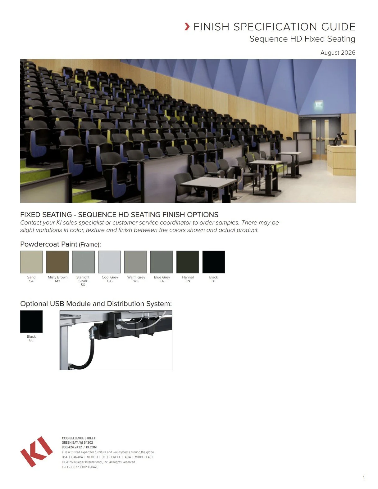 KI Sequence HD Fixed Seating Brochure & Specification Guide