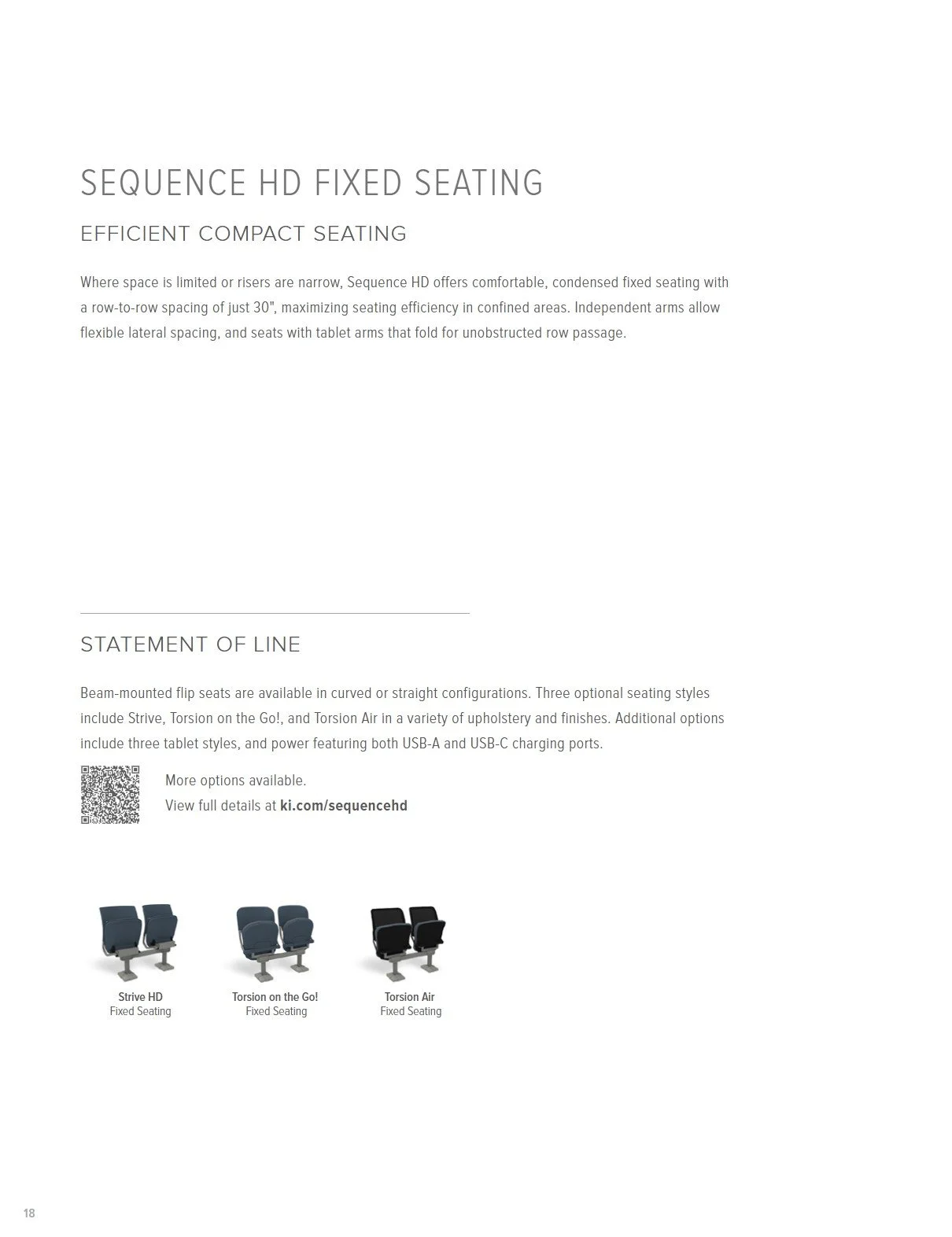 KI Sequence HD Fixed Seating Brochure & Specification Guide