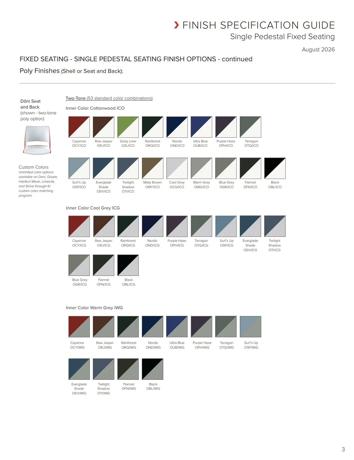 KI Single Pedestal Fixed Seating Brochure & Specification Sheet