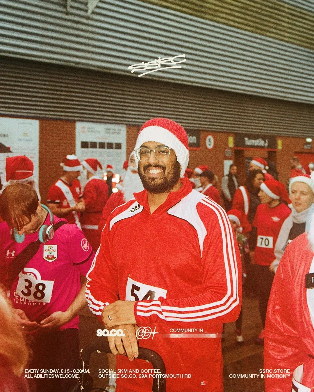 LAST WEEKENDS FESTIVE ANTICS WITH @saints_foundation 

THE COMMUNITY CAME TOGETHER TO TAKE PART IN THE FIRST SAINTS SANTA DASH, BRAVING THE WEATHER TO BRING THE FESTIVE CHEER.

THIS WEEK WE ARE BACK TO USUAL SERVICE, 8:15 OUTSIDE @so.co.space FOR OUR