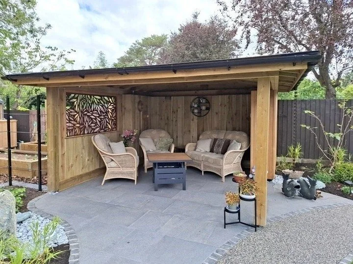 "Can we repurpose the old summerhouse?" Yes, not a problem, we'll turn it into a Japanese Inspired Tea House 😁 From harsh white washed 1930's brick building via the 3D Visuals to the finished Tea House, with cedar &amp; softwood cladding, 