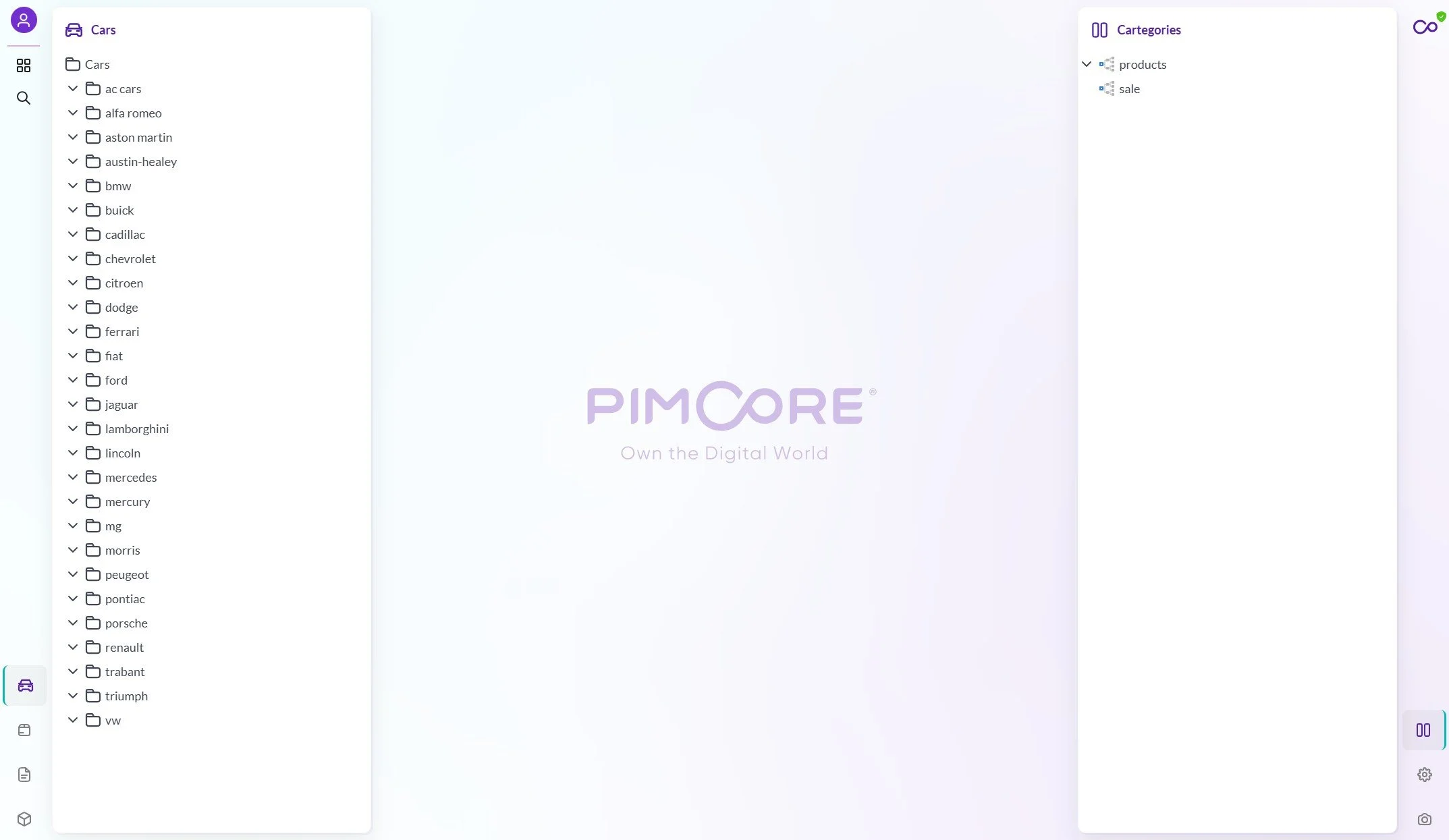 Pimcore Studio UI Car perspective.