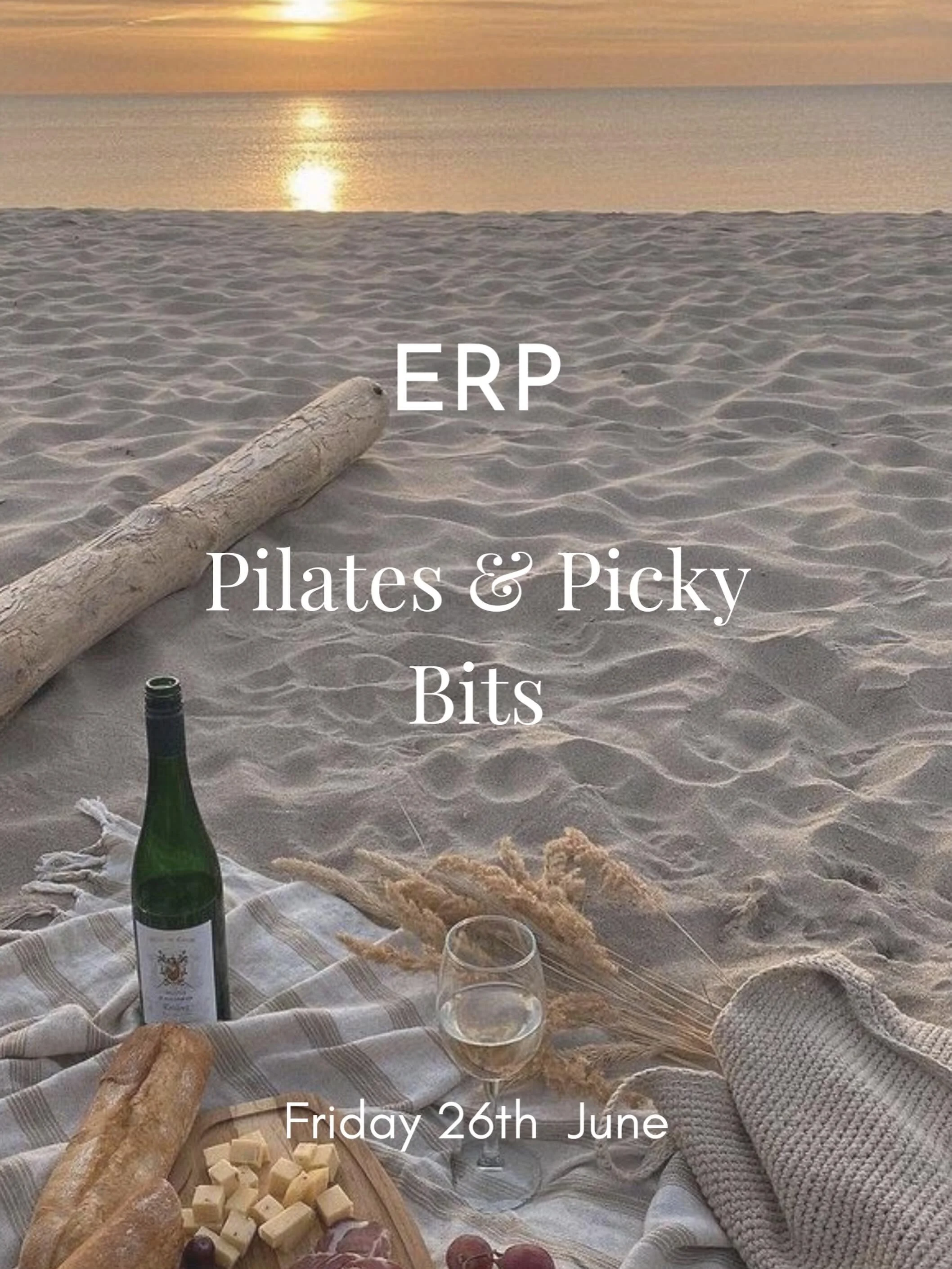 ERP Pilates &amp; Picky Bits ✨

Friday 26th June | 6:15pm
Gorleston Beach 

Join ERP for a beautiful evening of movement, connection, and relaxation.
We&rsquo;ll begin with a 45-minute flowing Pilates class, designed to help you unwind, stretch, stre