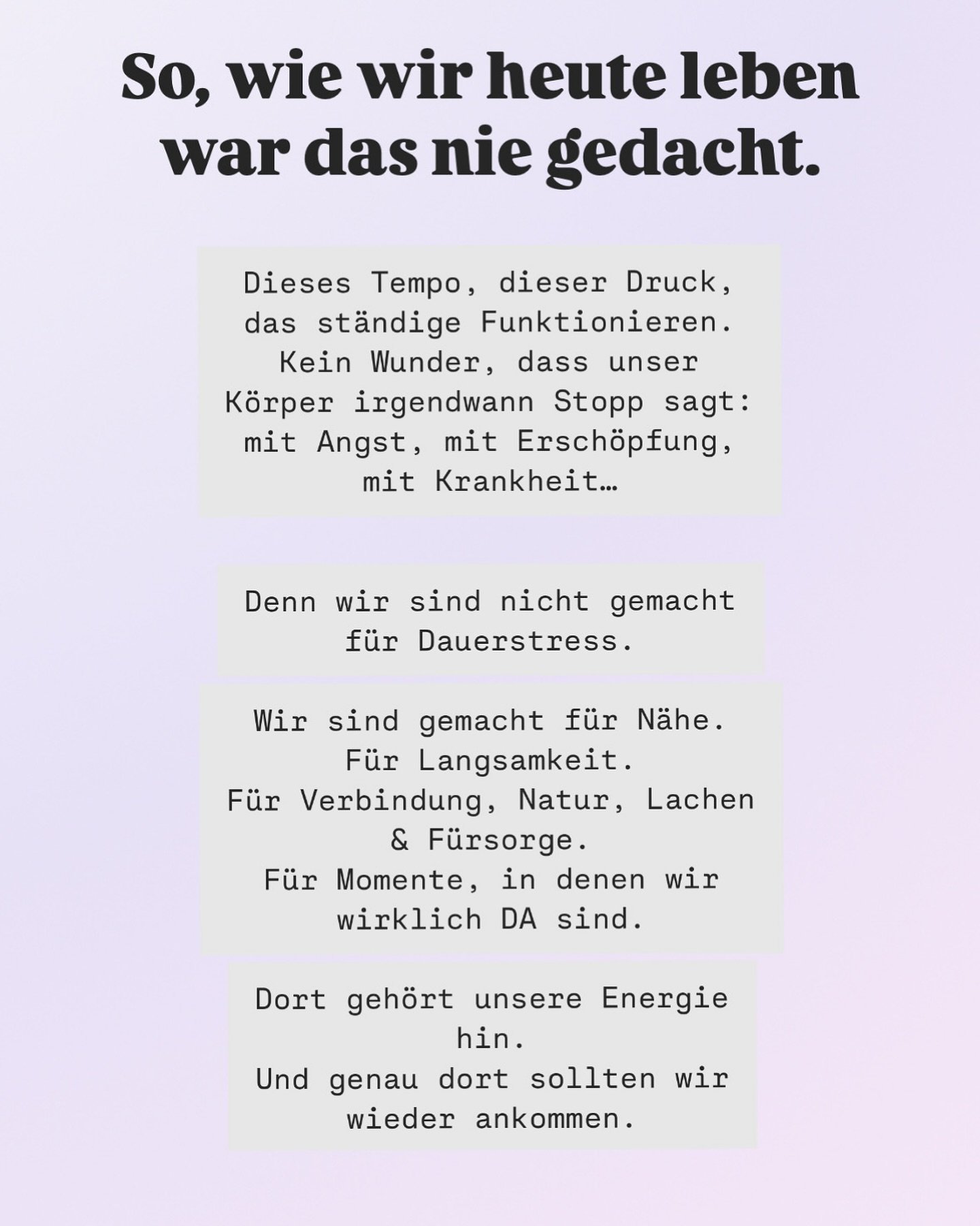 Wo kannst du heute langsamer machen? Druck raus nehmen? Kurz inne halten und einfach nur DA sein?
Schreibe es in die Kommentare und folge @alice_pflumm für mehr Impulse zu
| DAUERSTRESS
| BURNOUTPRÄVENTION
| HOCHSENSIBILITÄT
#dau
