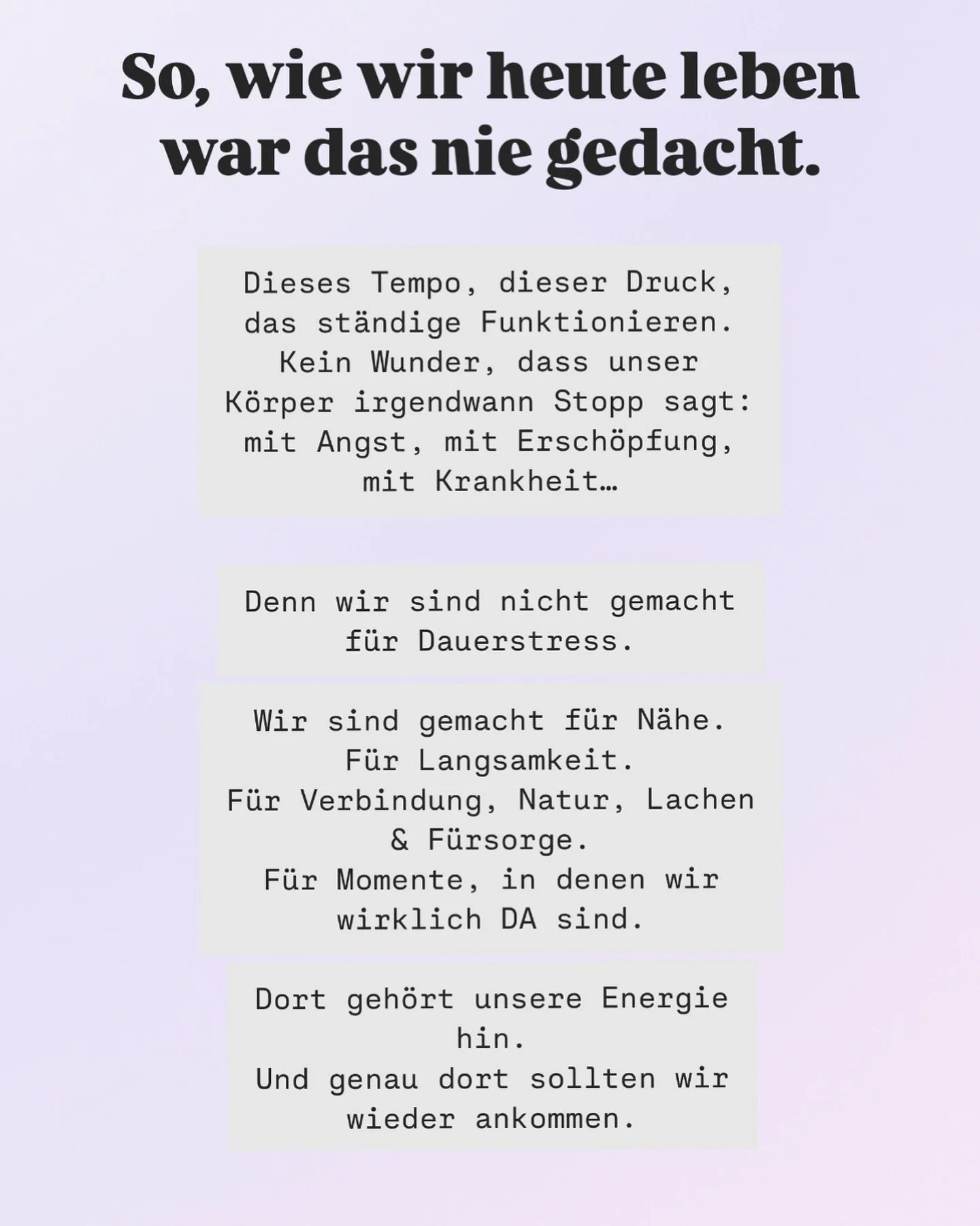 Wo kannst du heute langsamer machen? Druck raus nehmen? Kurz inne halten und einfach nur DA sein? 

Schreibe es in die Kommentare und folge @alice_pflumm f&uuml;r mehr Impulse zu

| DAUERSTRESS 
| BURNOUTPR&Auml;VENTION 
| HOCHSENSIBILIT&Auml;T

#dau