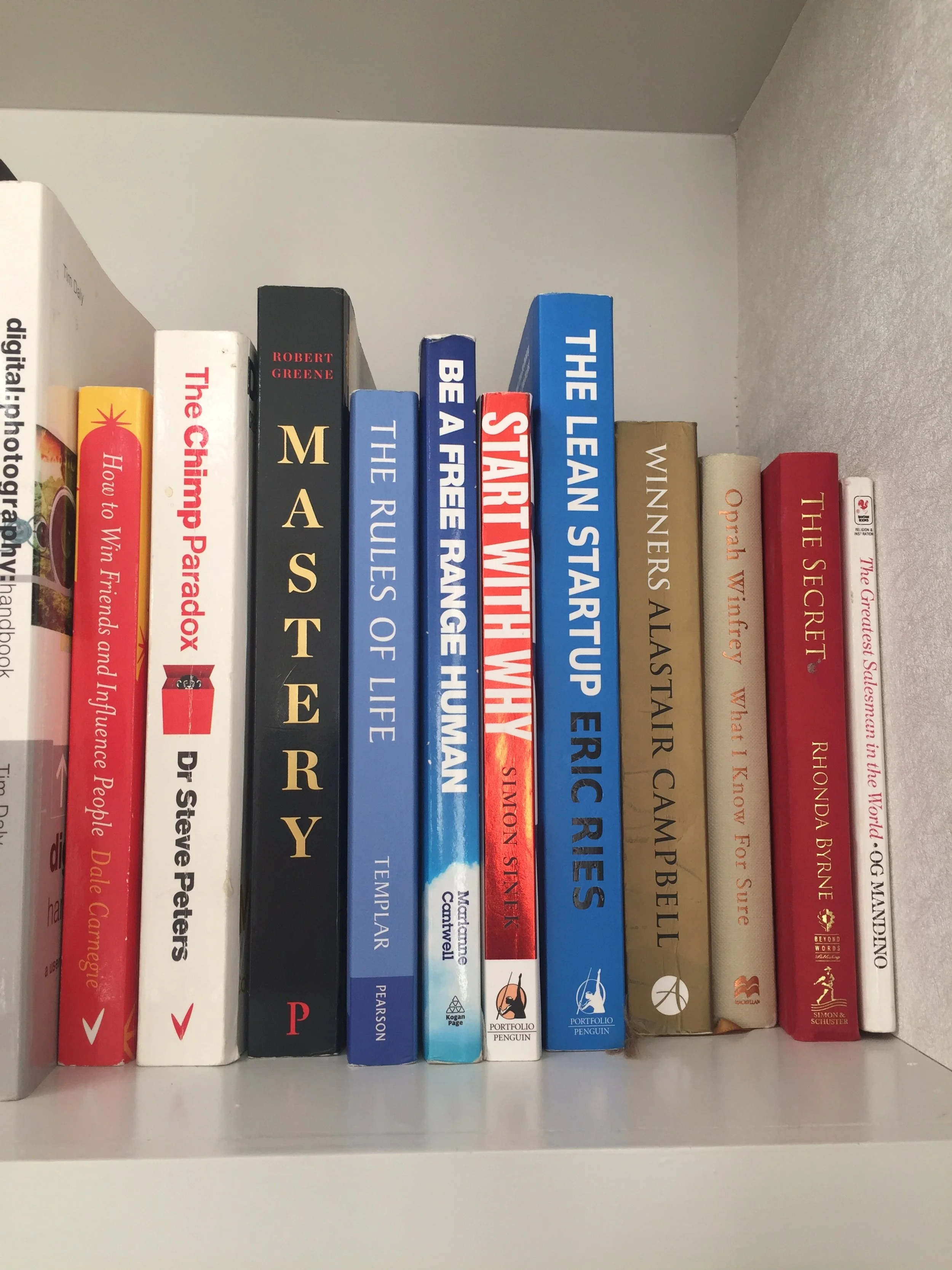 Book shelf with a selection of reads