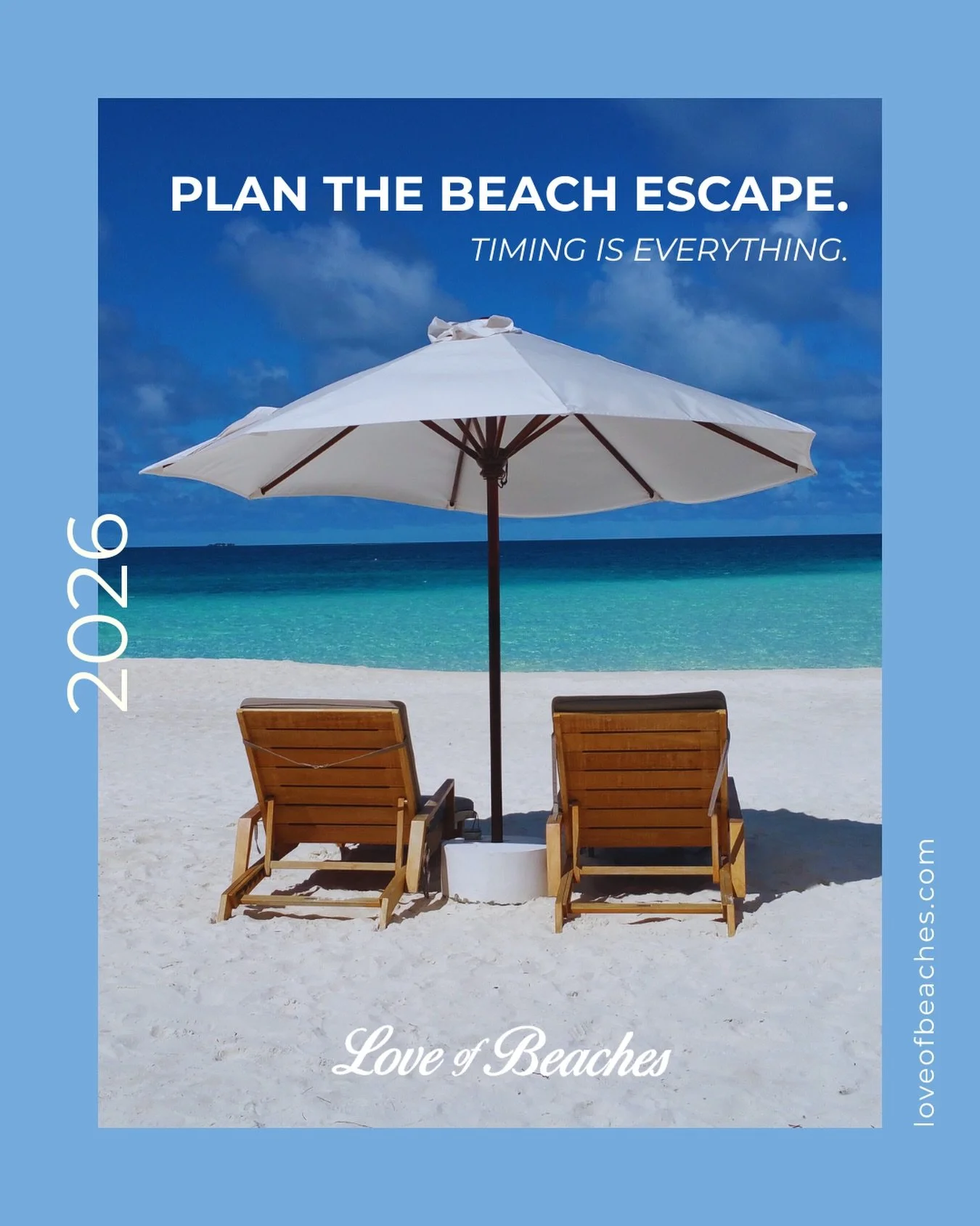 ✨ Happy New Year from Love of Beaches ✨

Consider this your sign to start planning your 2026 beach escapes now.
 Where you go matters, but when you go matters even more.

With global warming, there are no absolute weather guarantees anymore. But ther