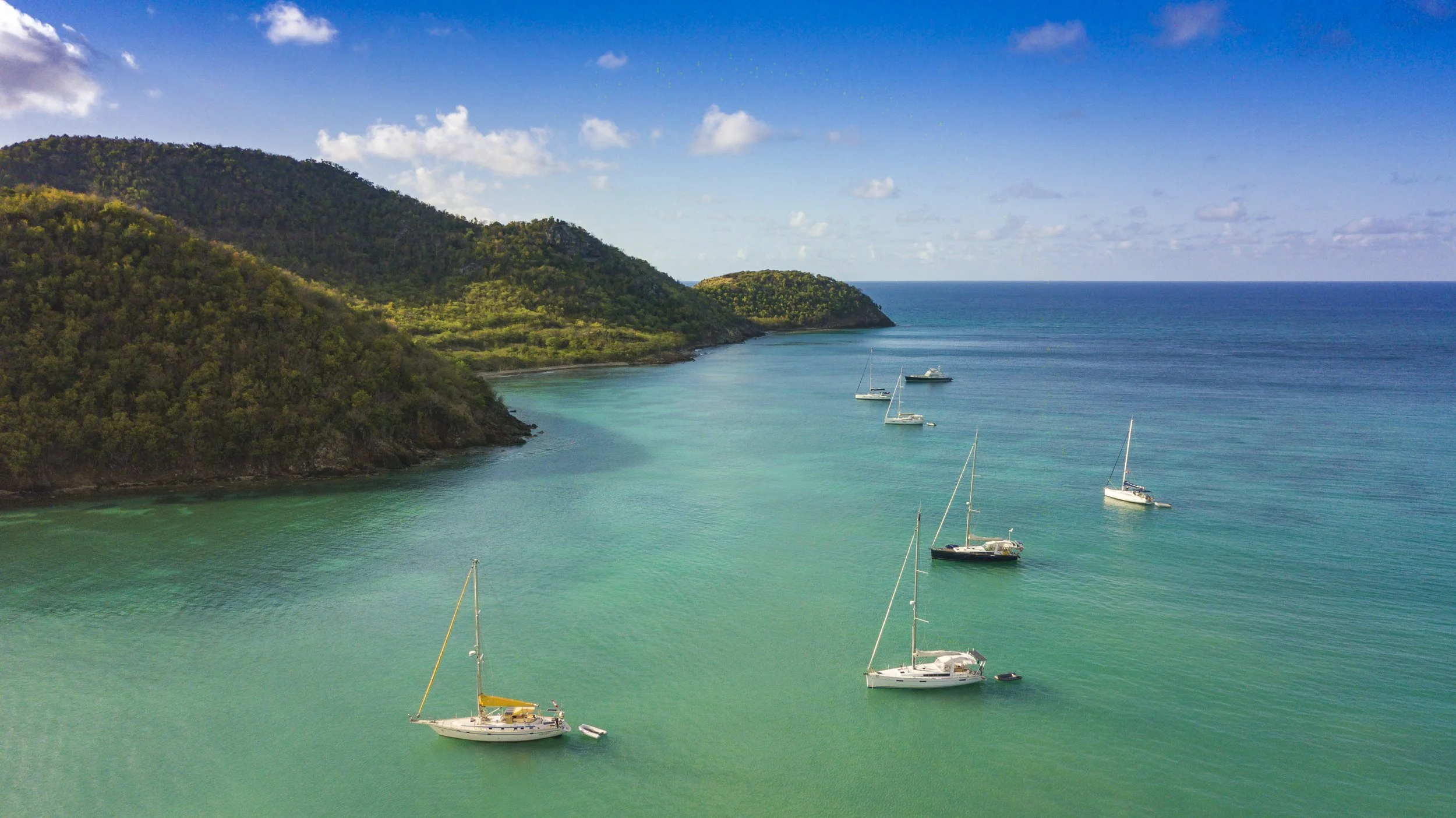 Various boats in bay