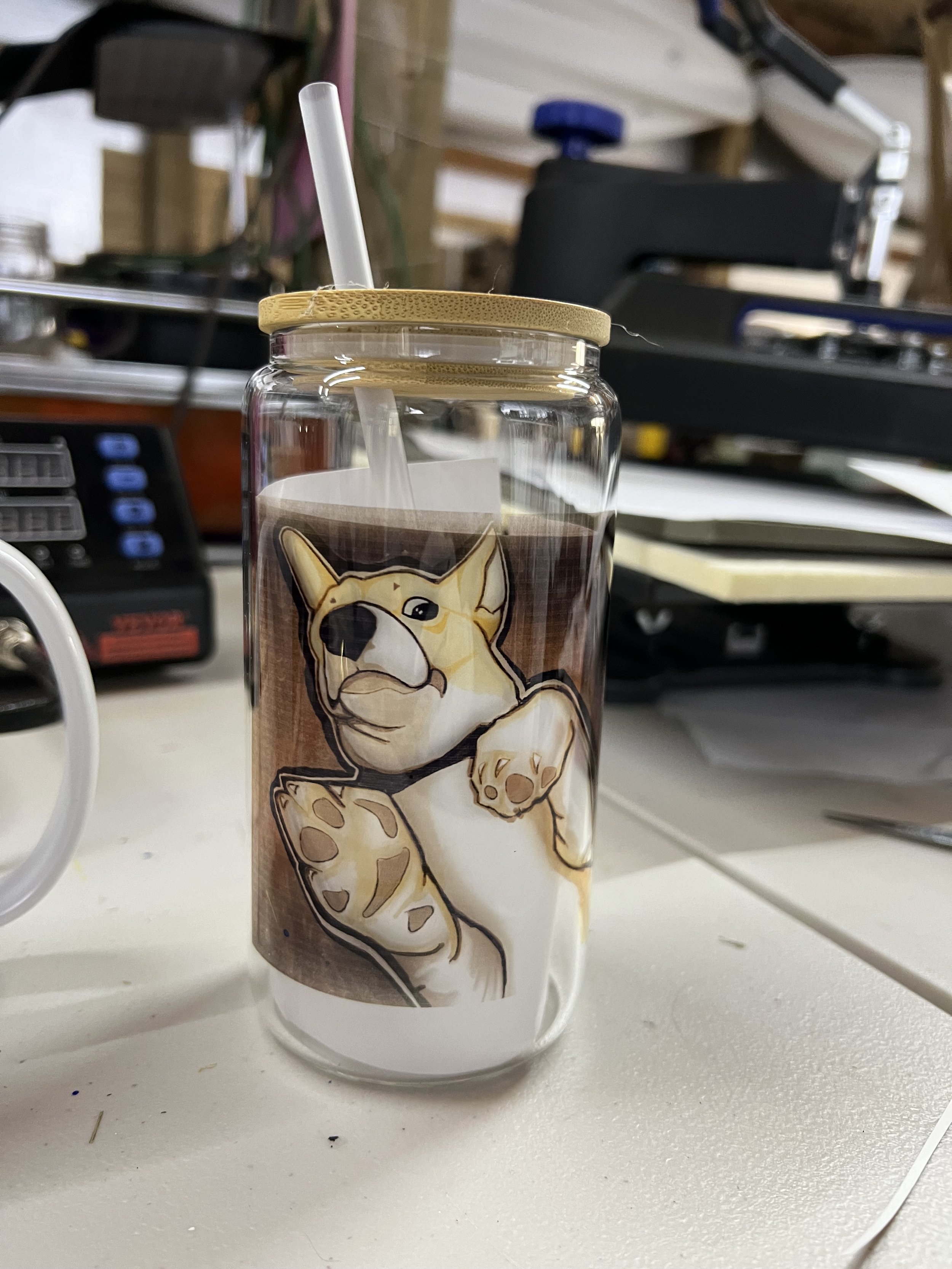 Pet Portrait Glass Water bottle add-on