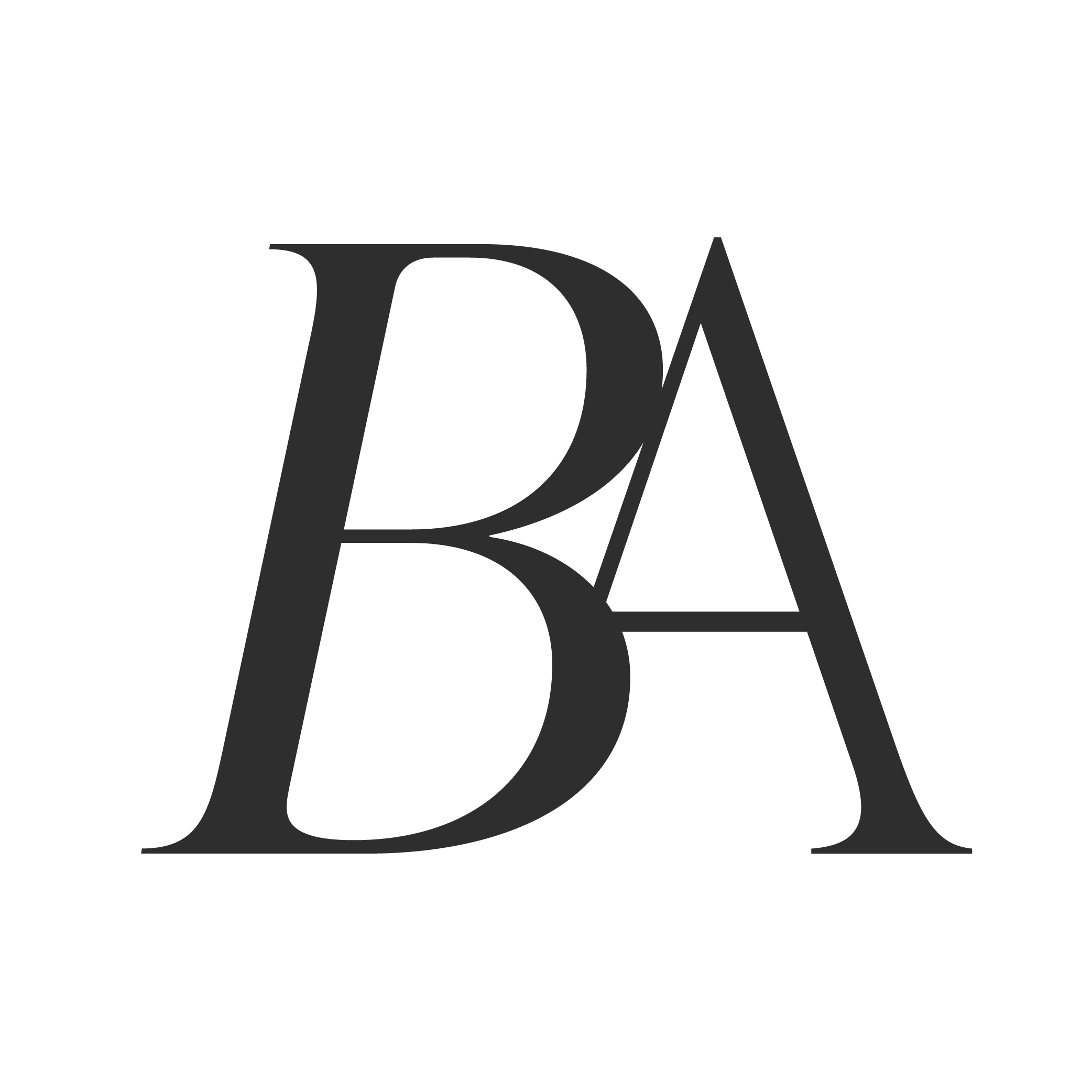 Black background with large overlapping gray letters B, A, D arranged diagonally.