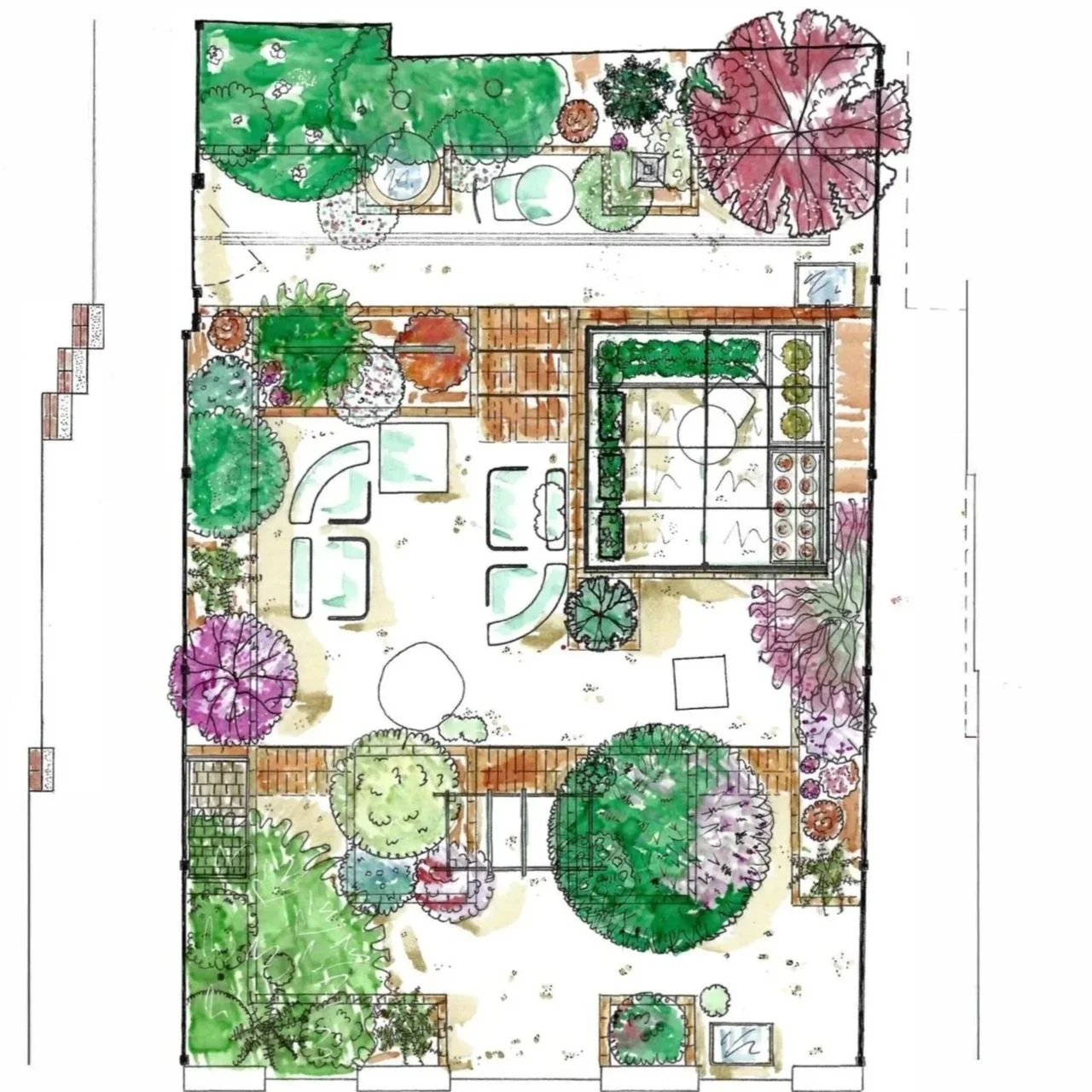 Productive new build garden with space to relax