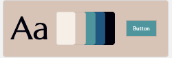 Graphic showing the letter 'Aa' and various color swatches with a blue button labeled 'Button'