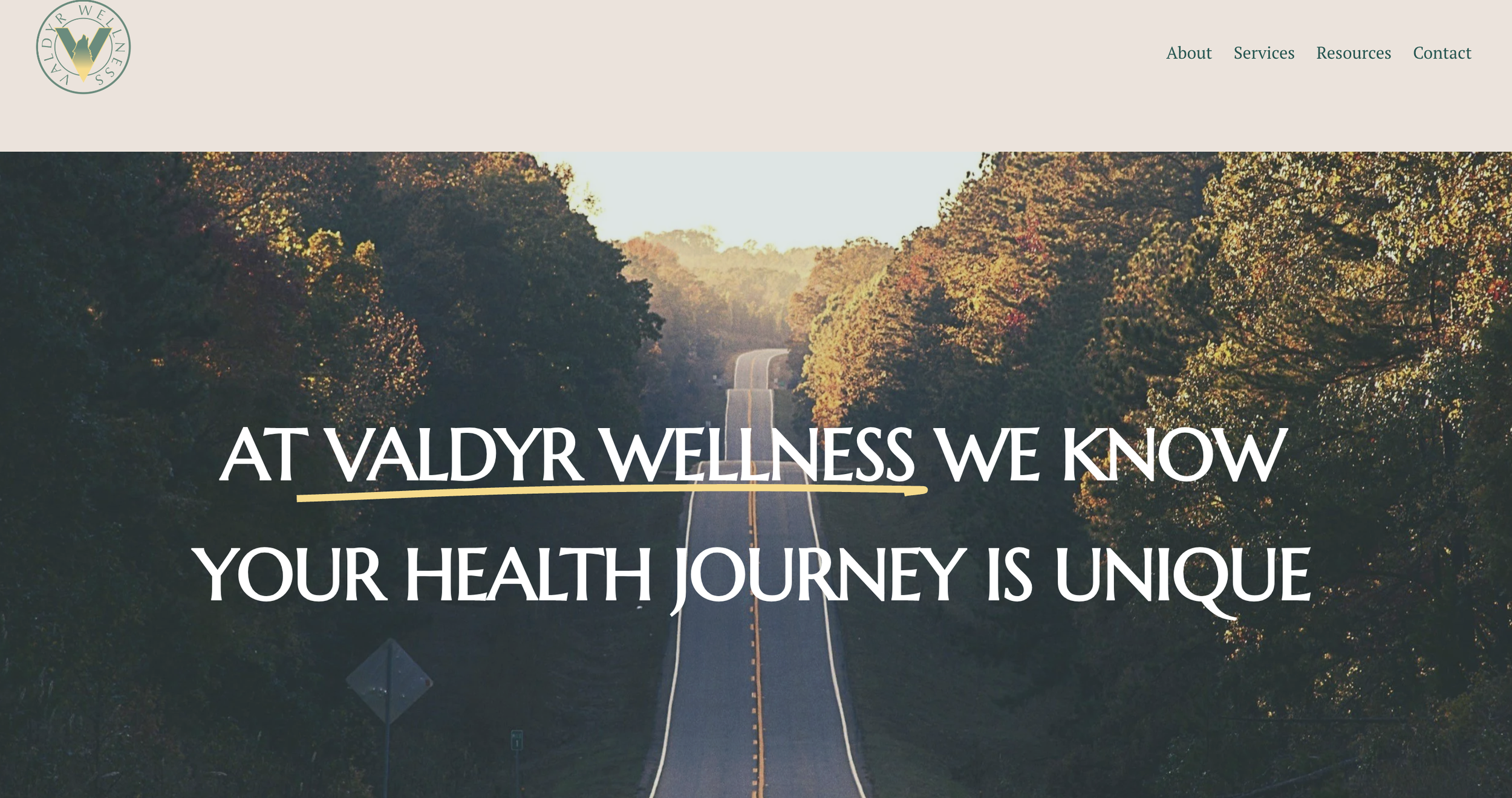 Website homepage for naturopathic healthcare